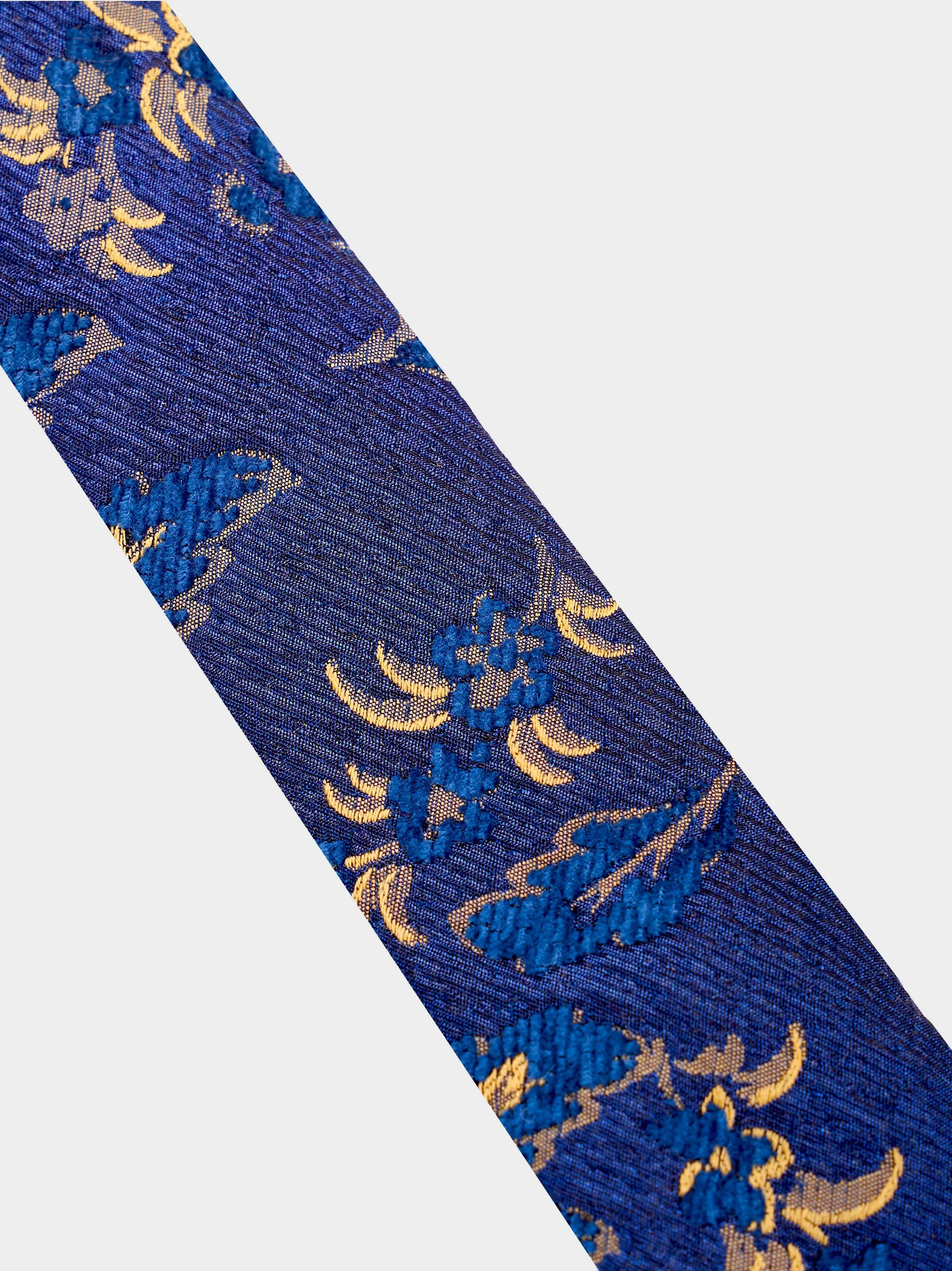 'Blue Floral Flock' Slim Necktie diag.jpg