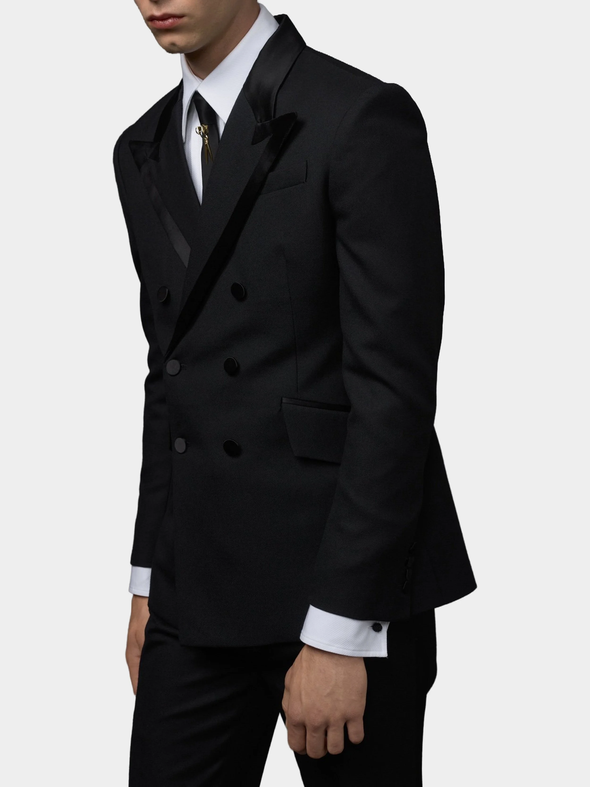 Black Wool And Silk Double Breasted Dinner Suitside.jpg
