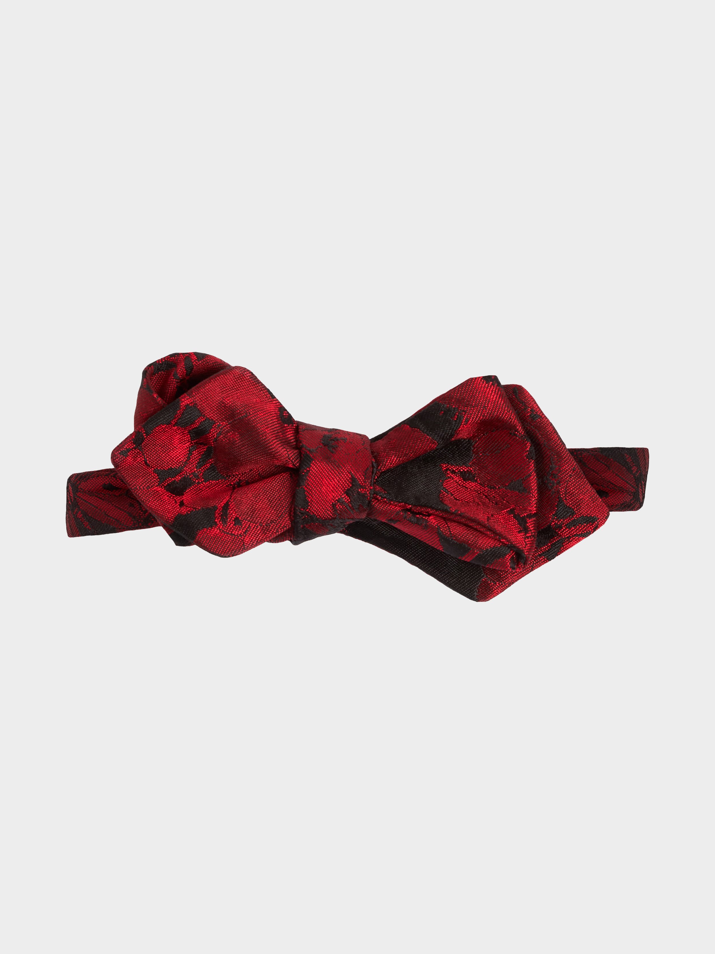 Red Falling Blossom Silk Point Bowtie 1.jpg