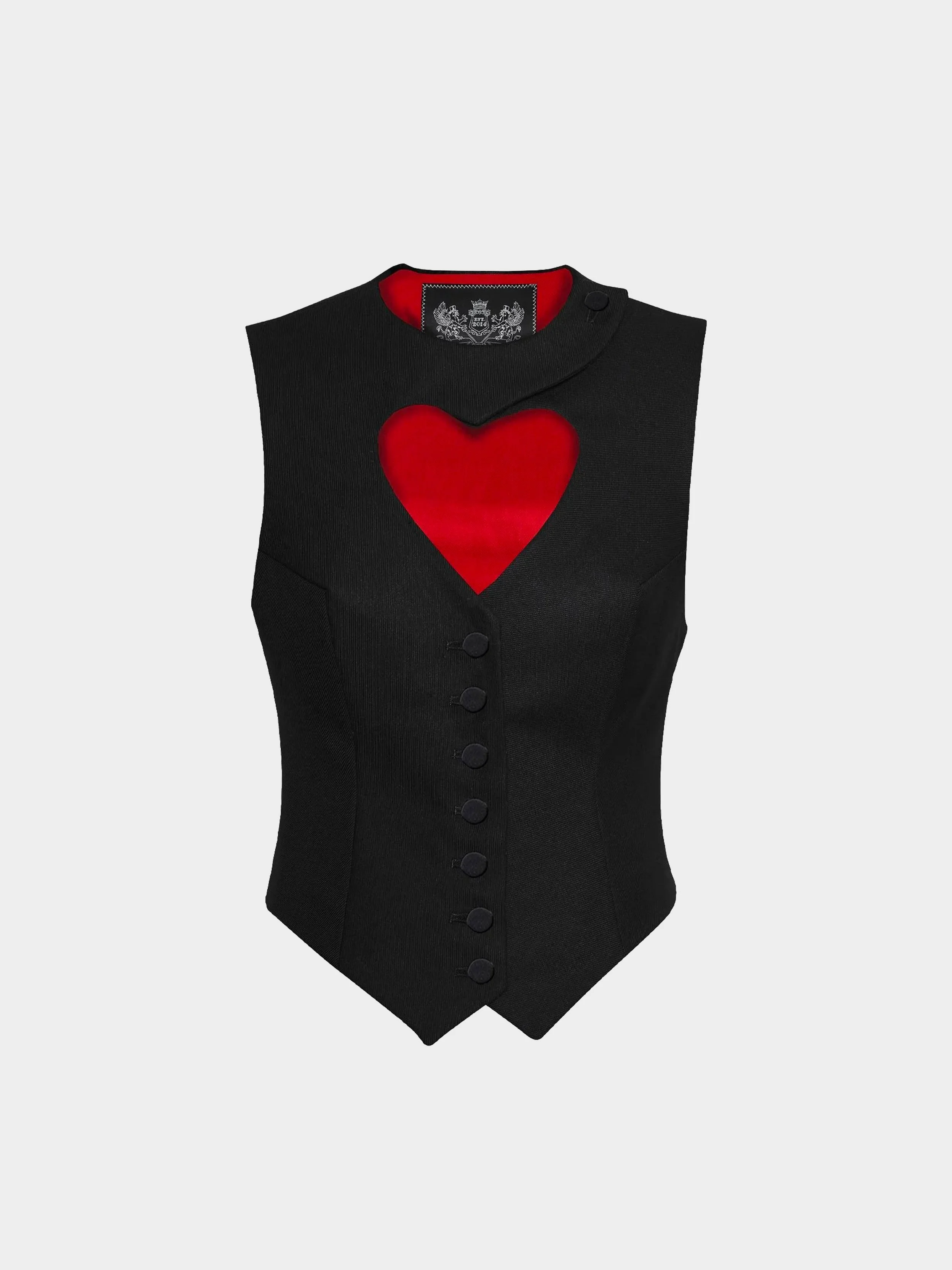 Black Wool Love Heart Waistcoat