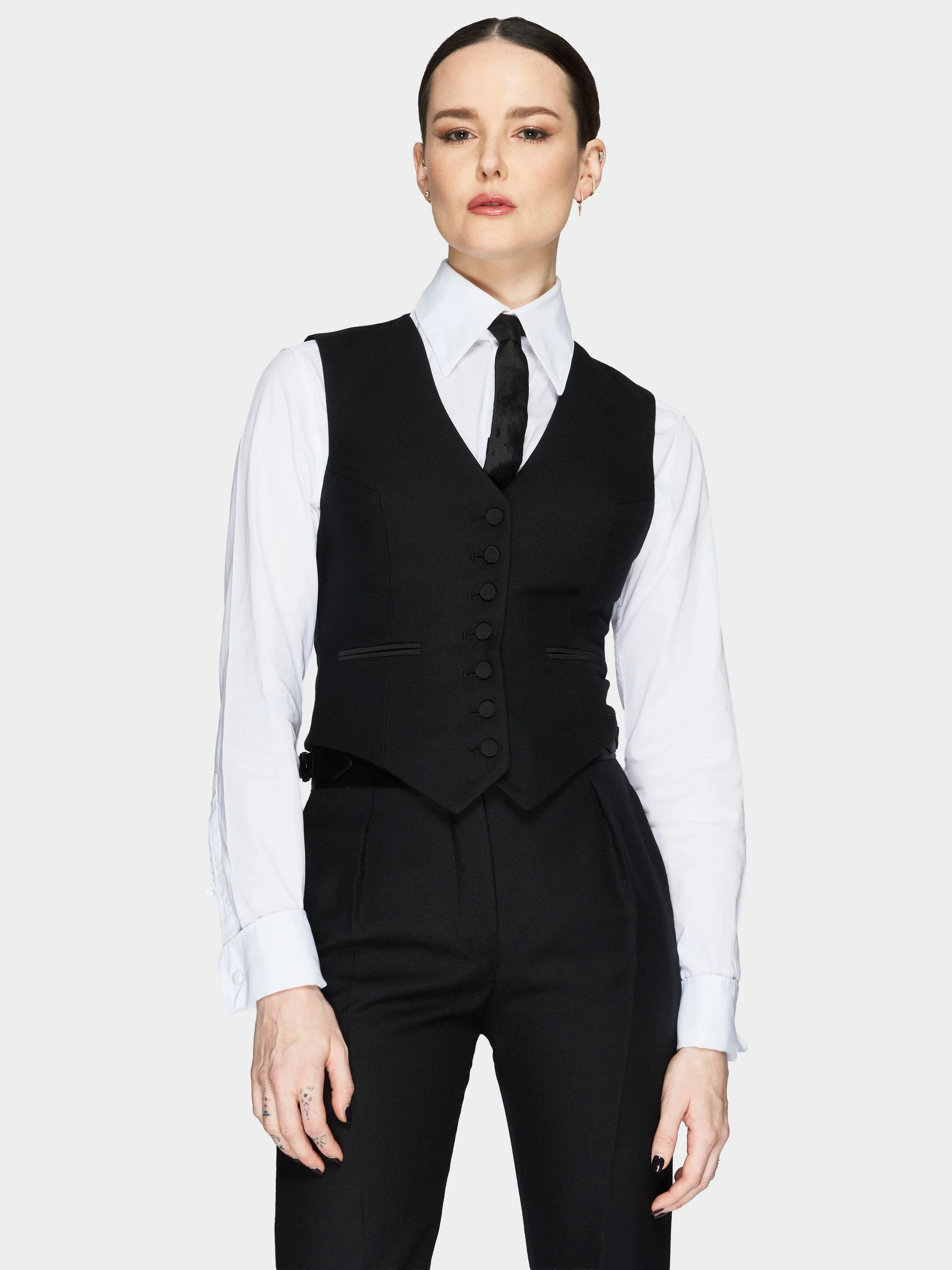 Black Wool And Silk Waistcoatfront2.jpg
