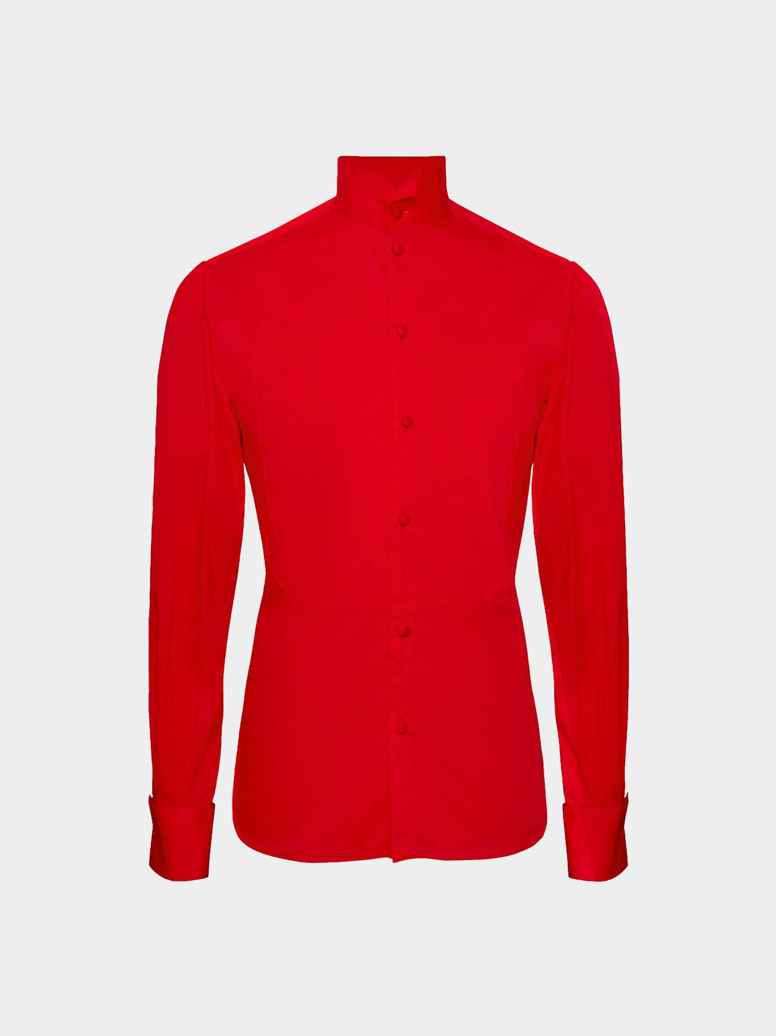 'Point Collar Shirt' Red Cotton.jpg