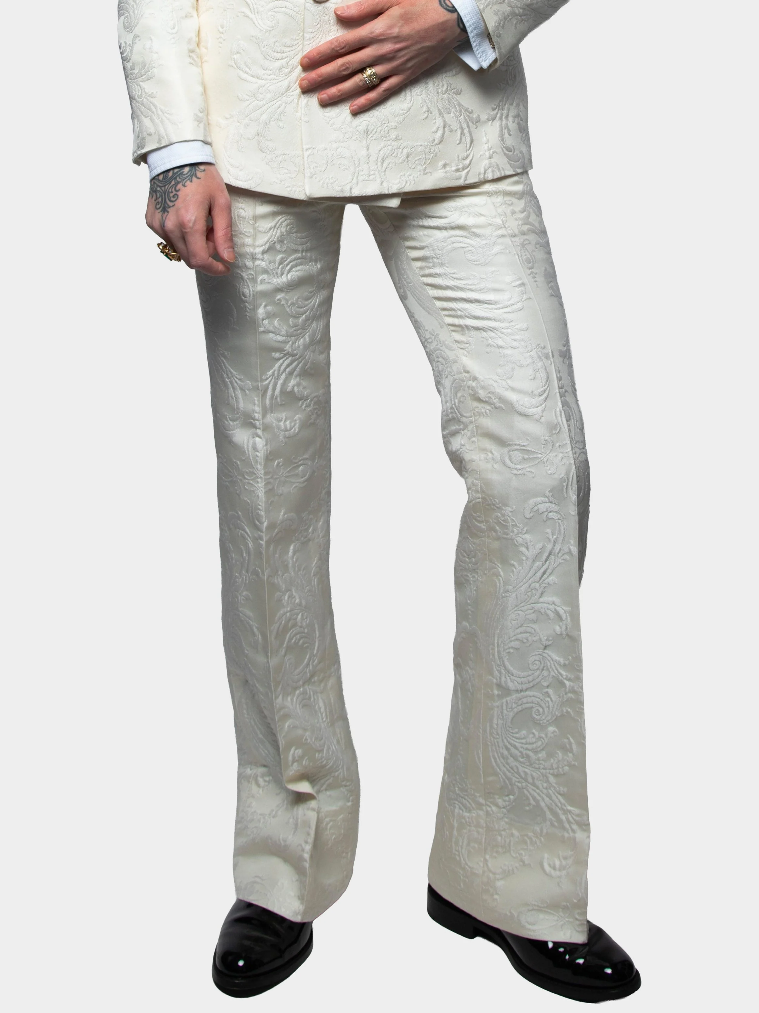 White Embossed Scrolls Suittrouser.jpg