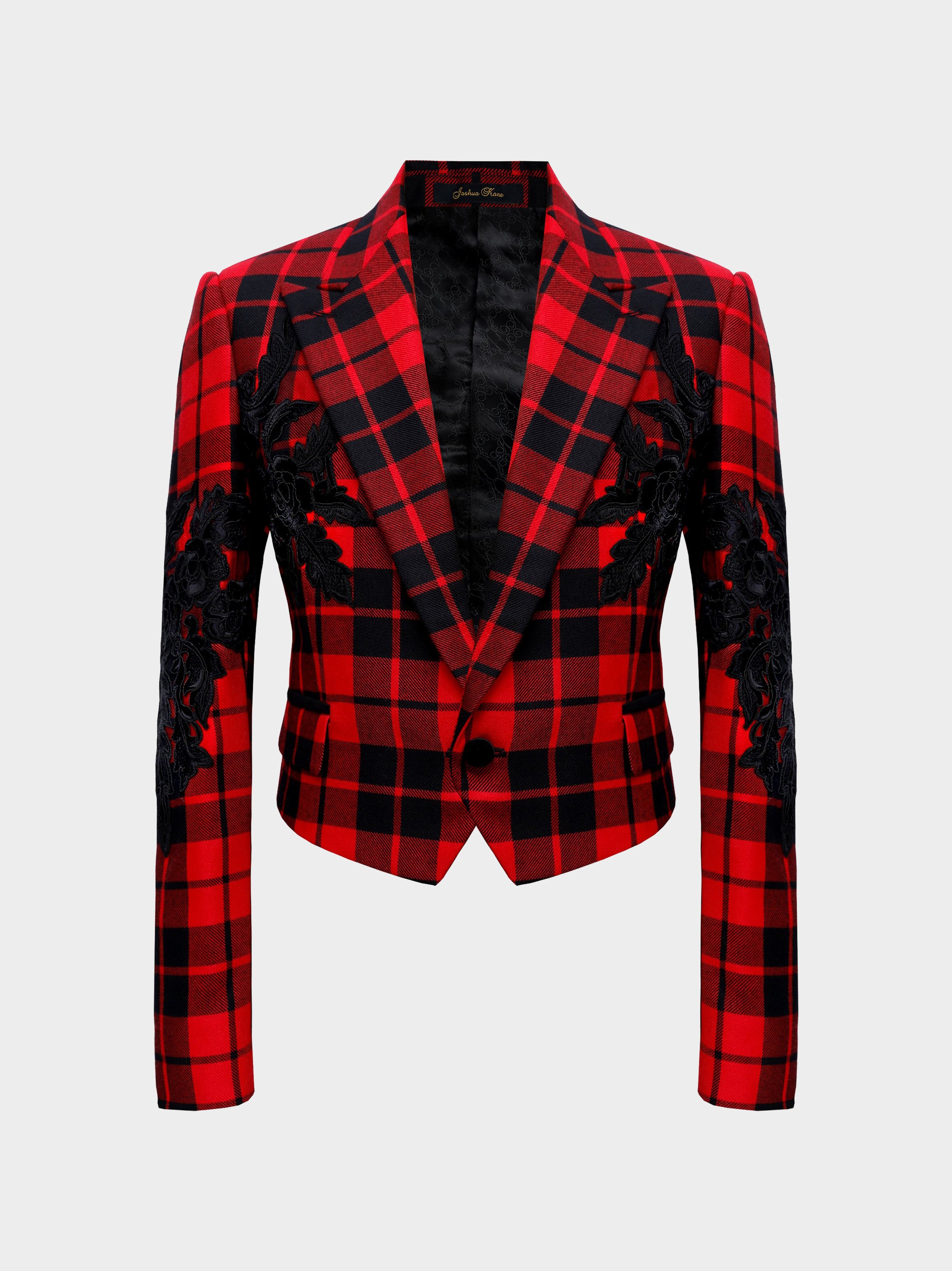 Tartan And Black Rose Jacket