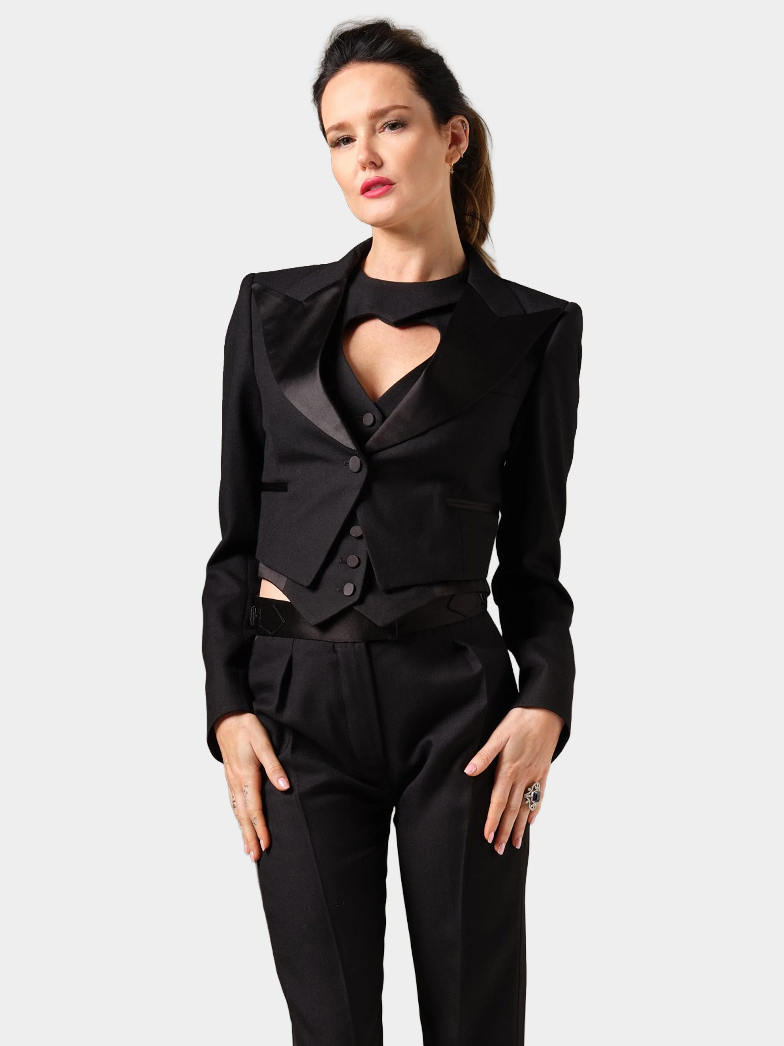 Black Wool Tux Waist Jacketfrontclose.jpg