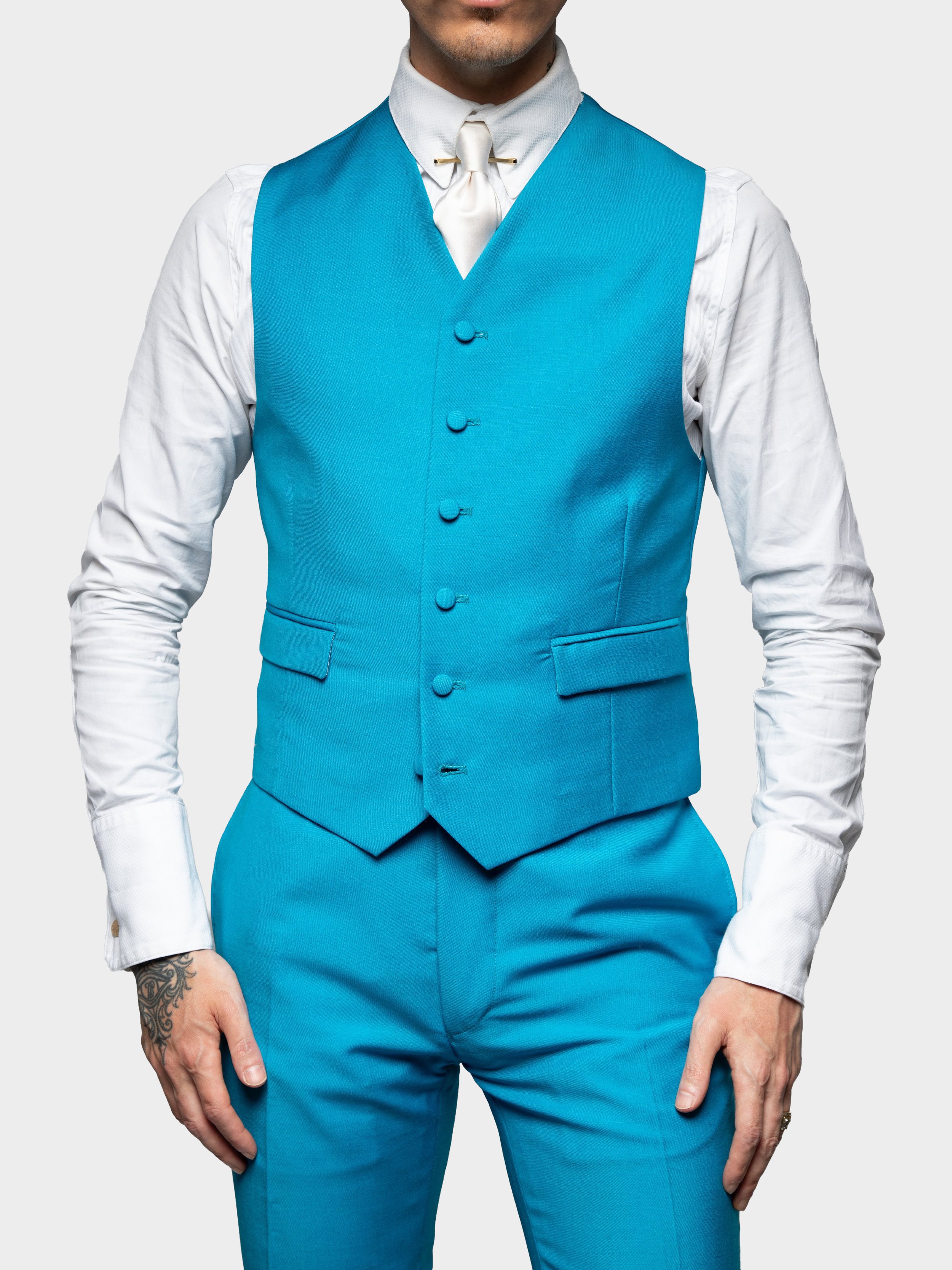 Azure Blue Wool And Mohair Waistcoat.jpg