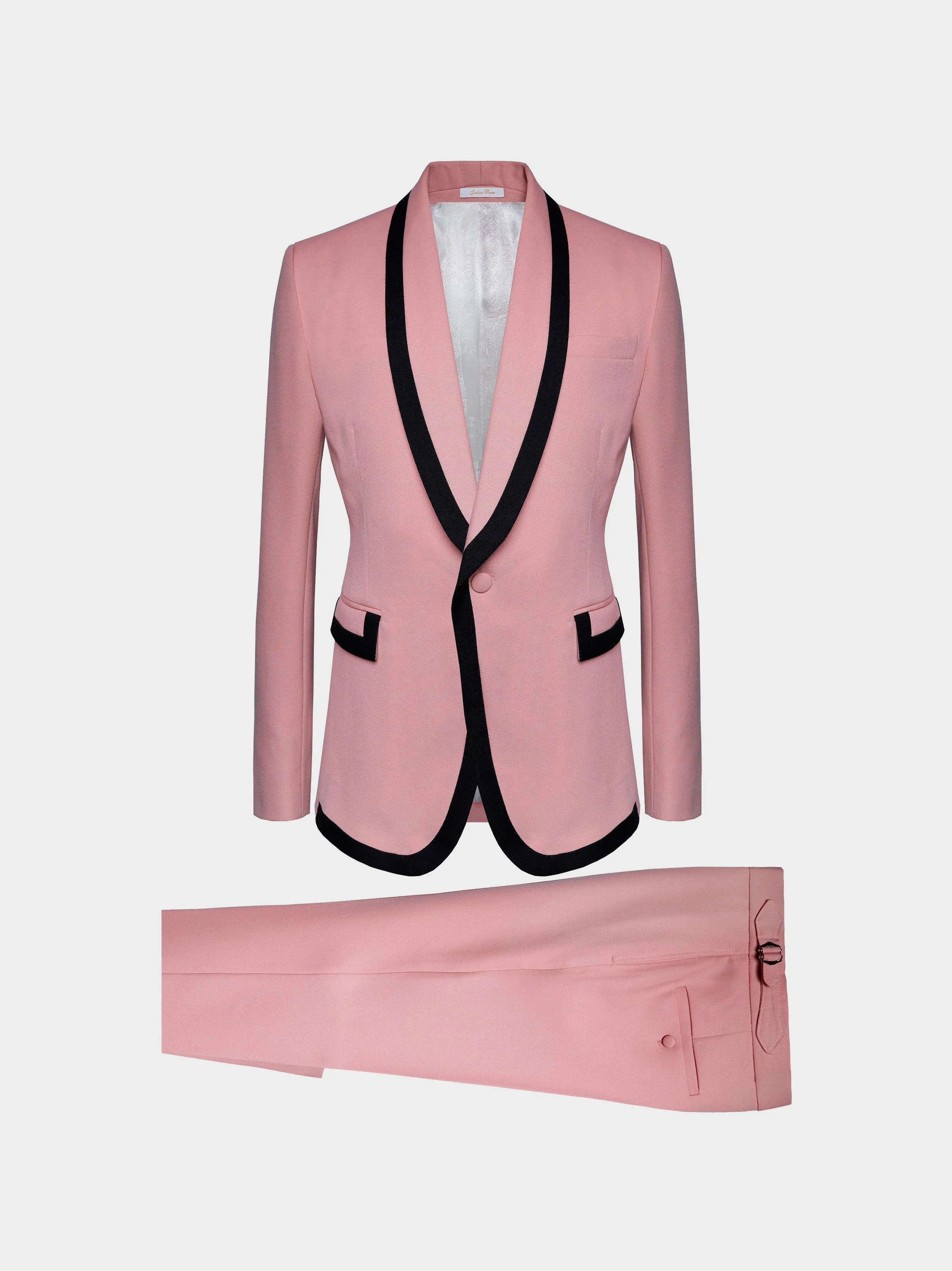 Dusty Pink 2 Piece Suit With Black Wool Detailing