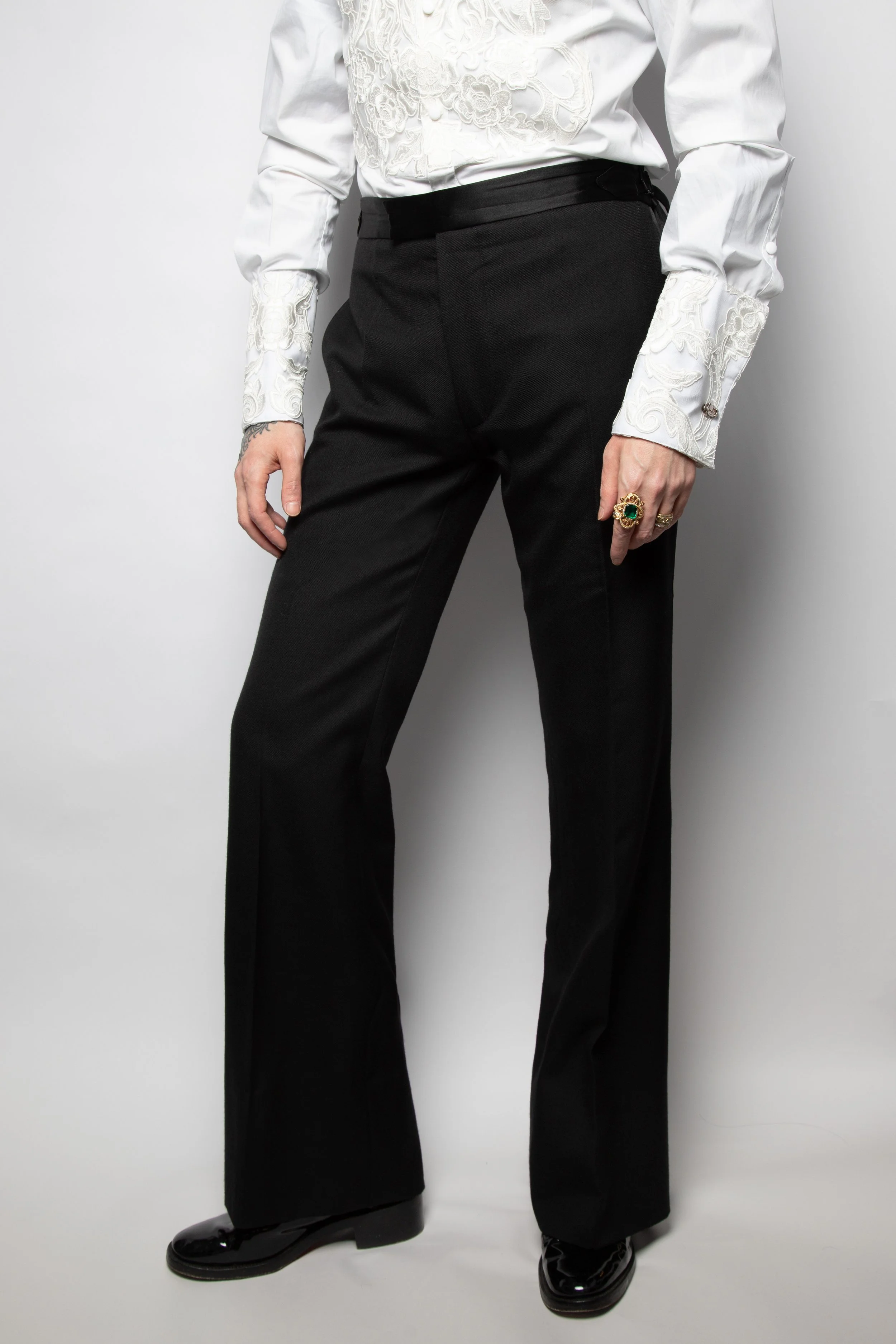 Black Flared Dinner Trouser