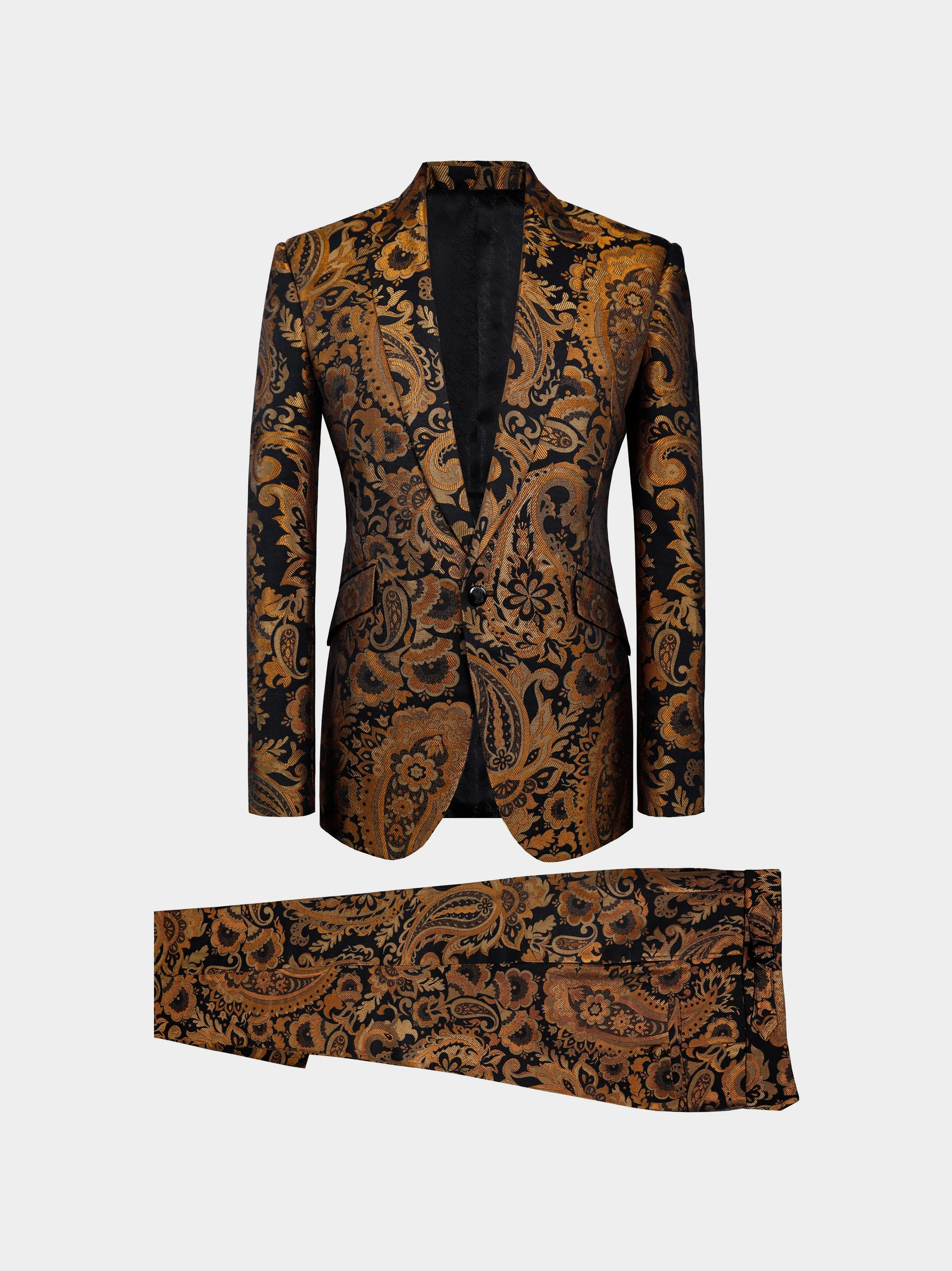 Gold Paisley Jacquard Suit