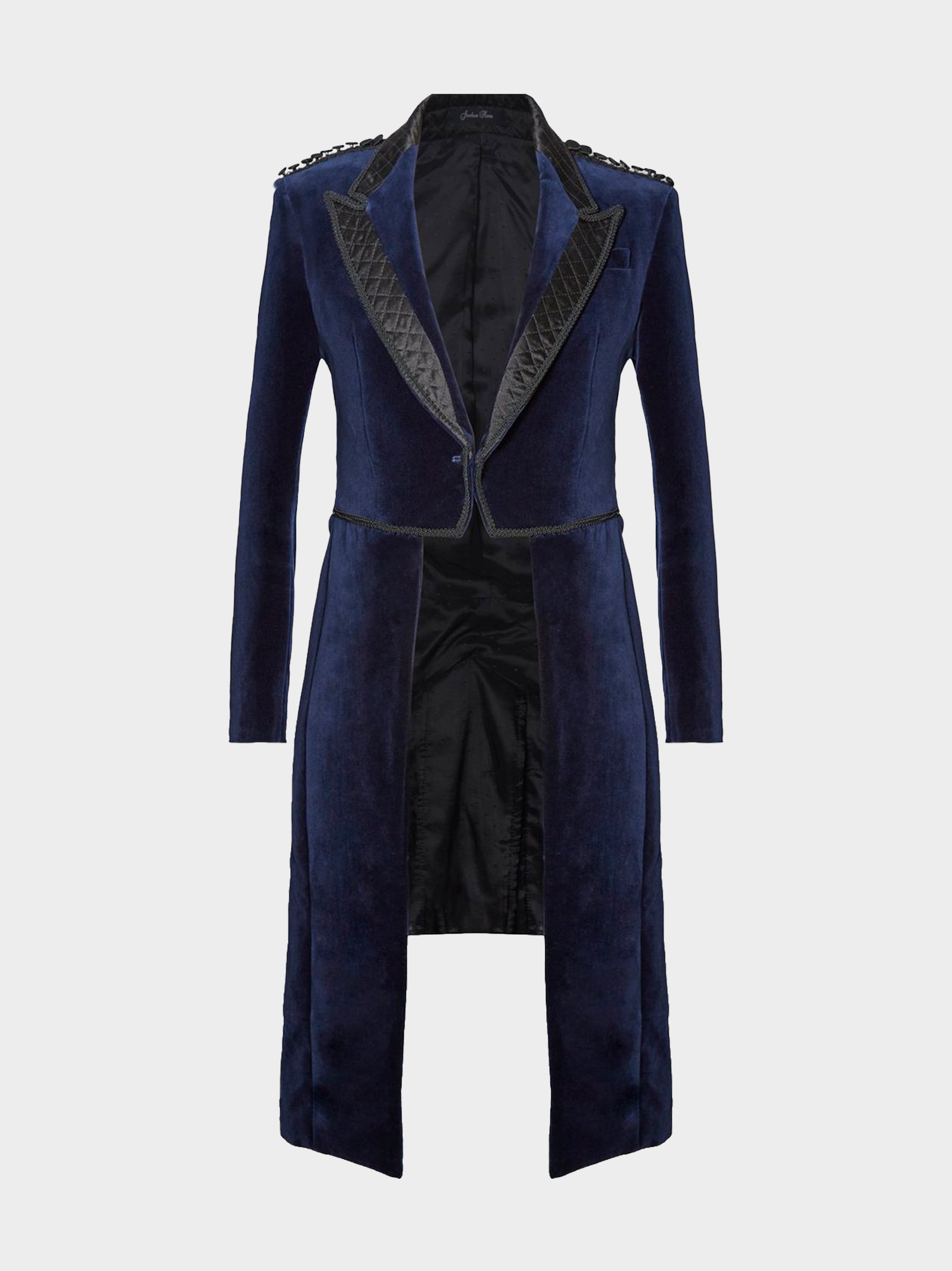 'The Prince' Navy Velvet and Quilted Silk Tailcoat