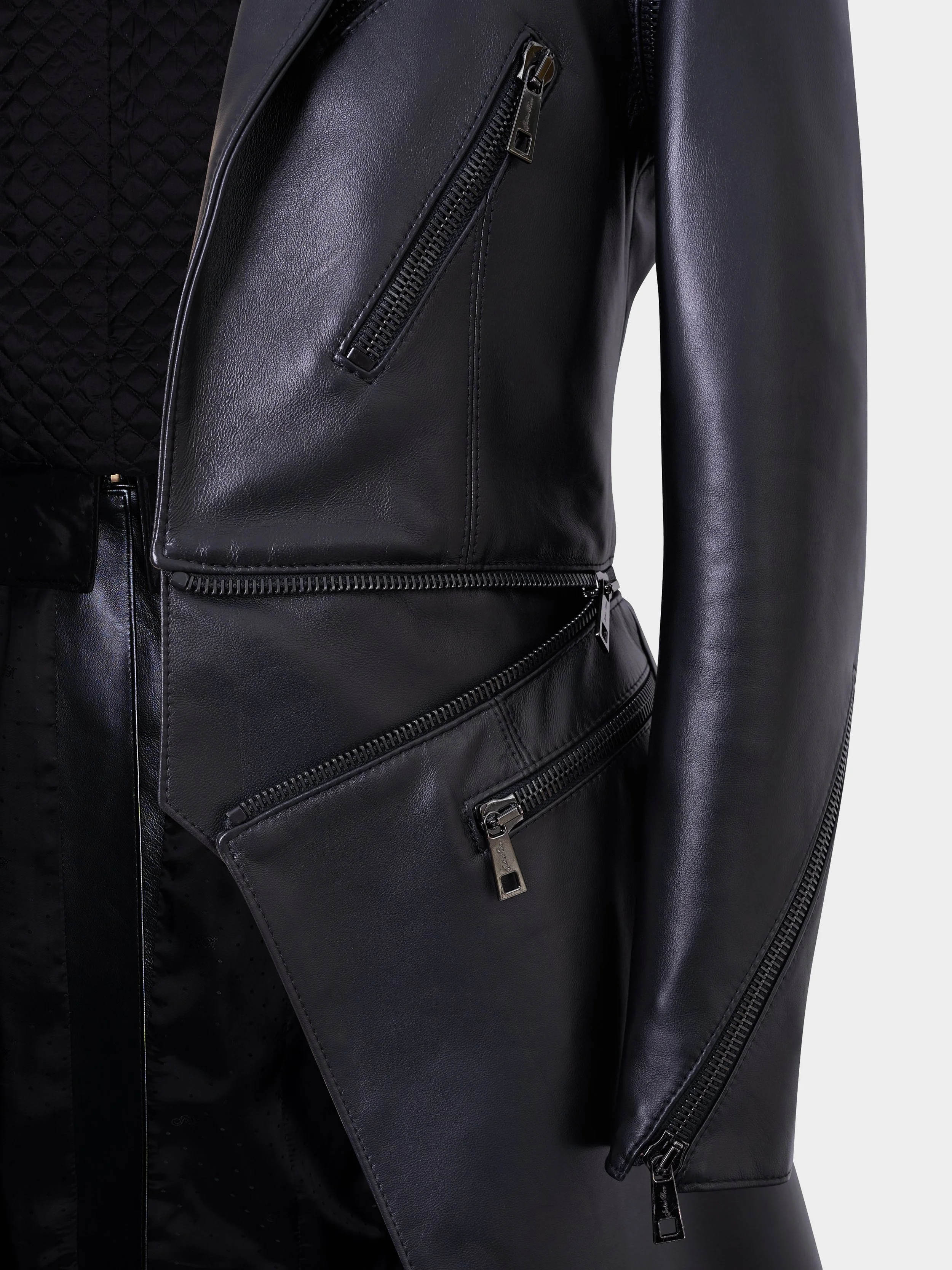 Zip Off Black Nappa Coat close.jpg