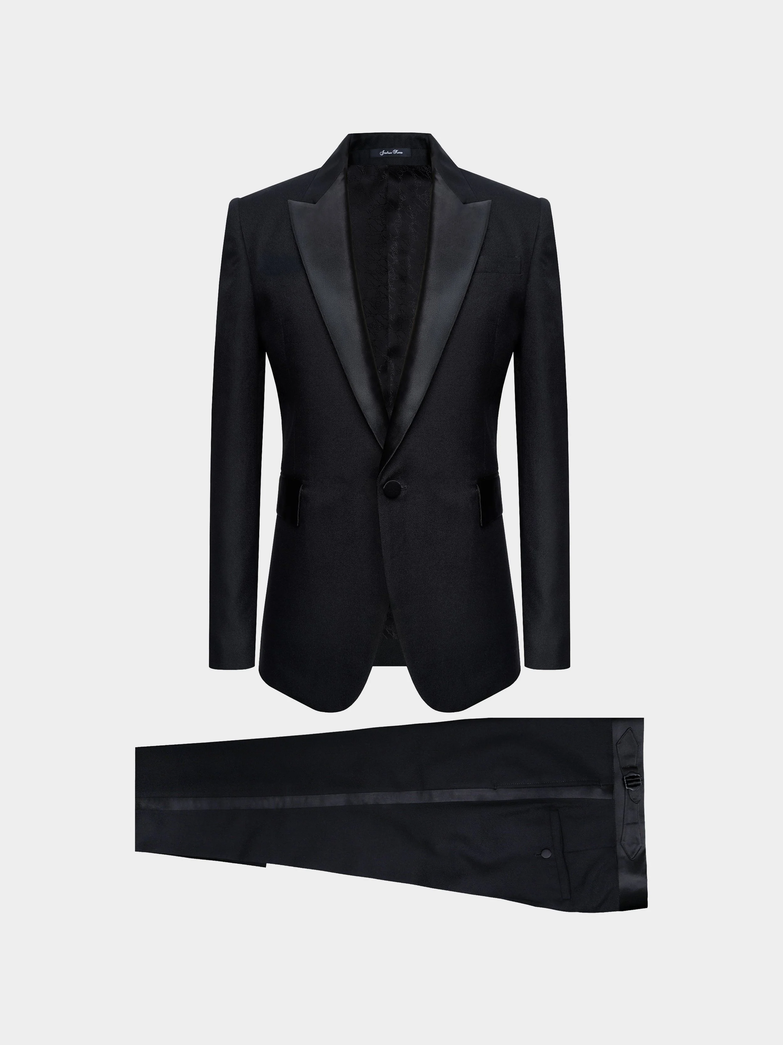Black Twill Peak Lapel Dinner Suit