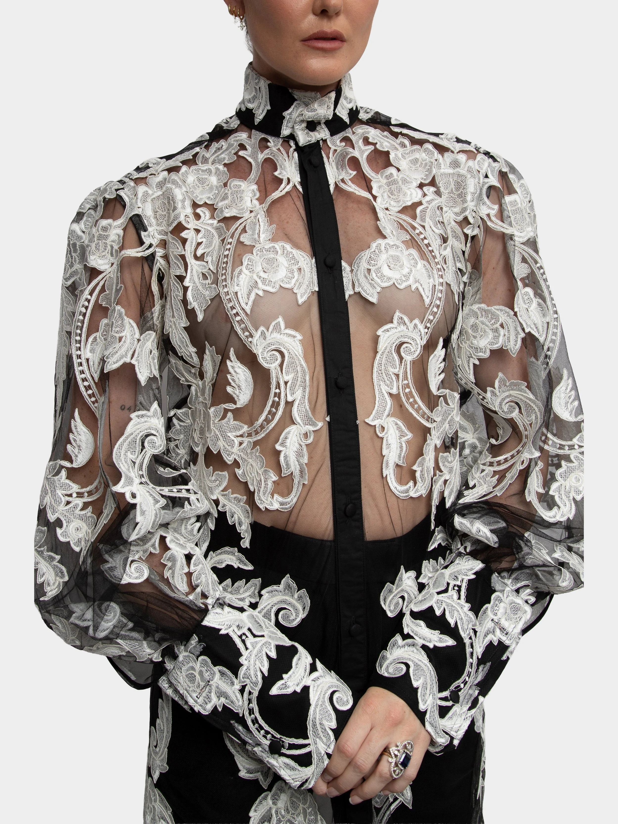 Black And White Embroidery Long Shirt 1.jpg