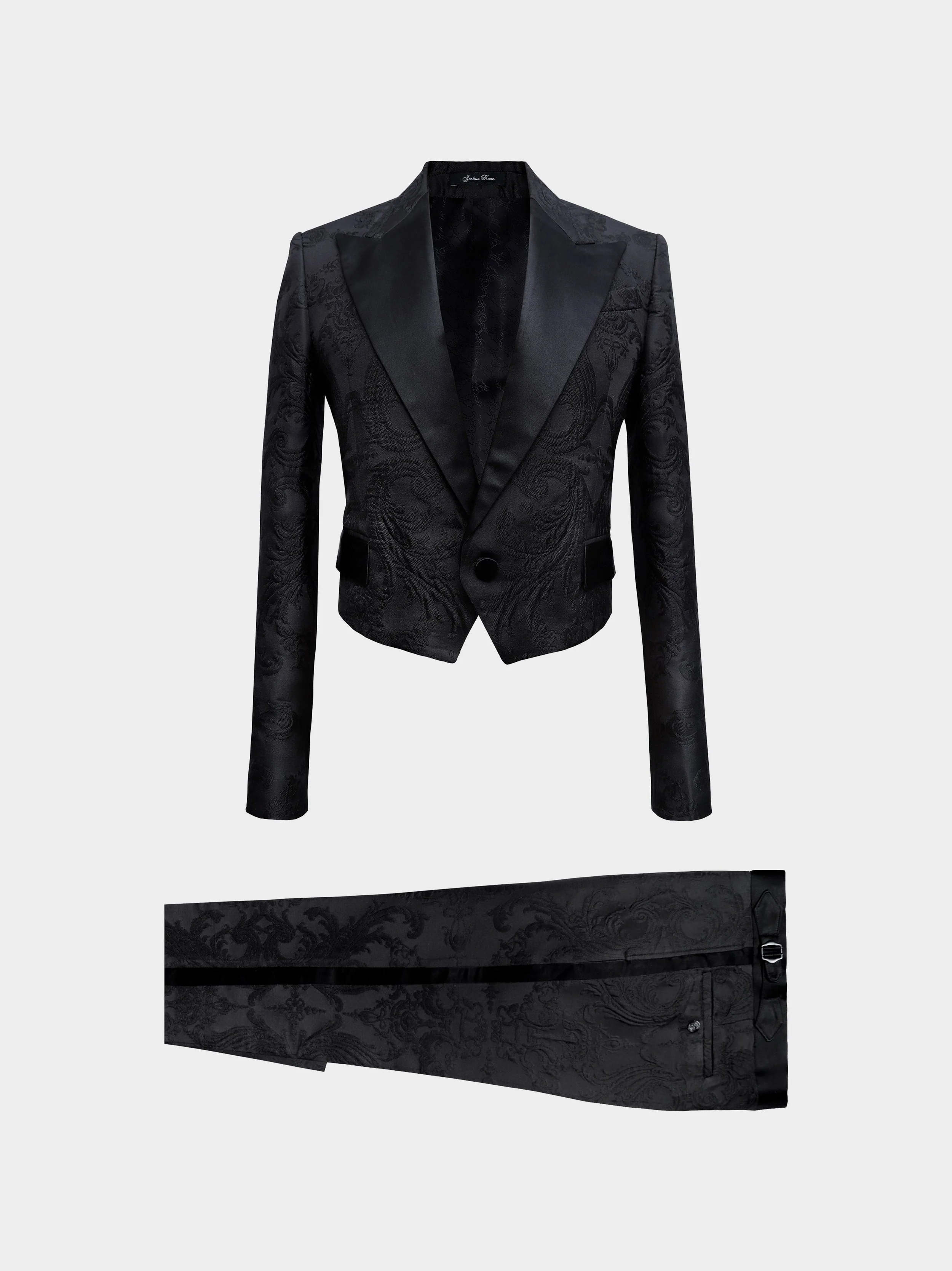 Cropped Embossed Scrolls Suit