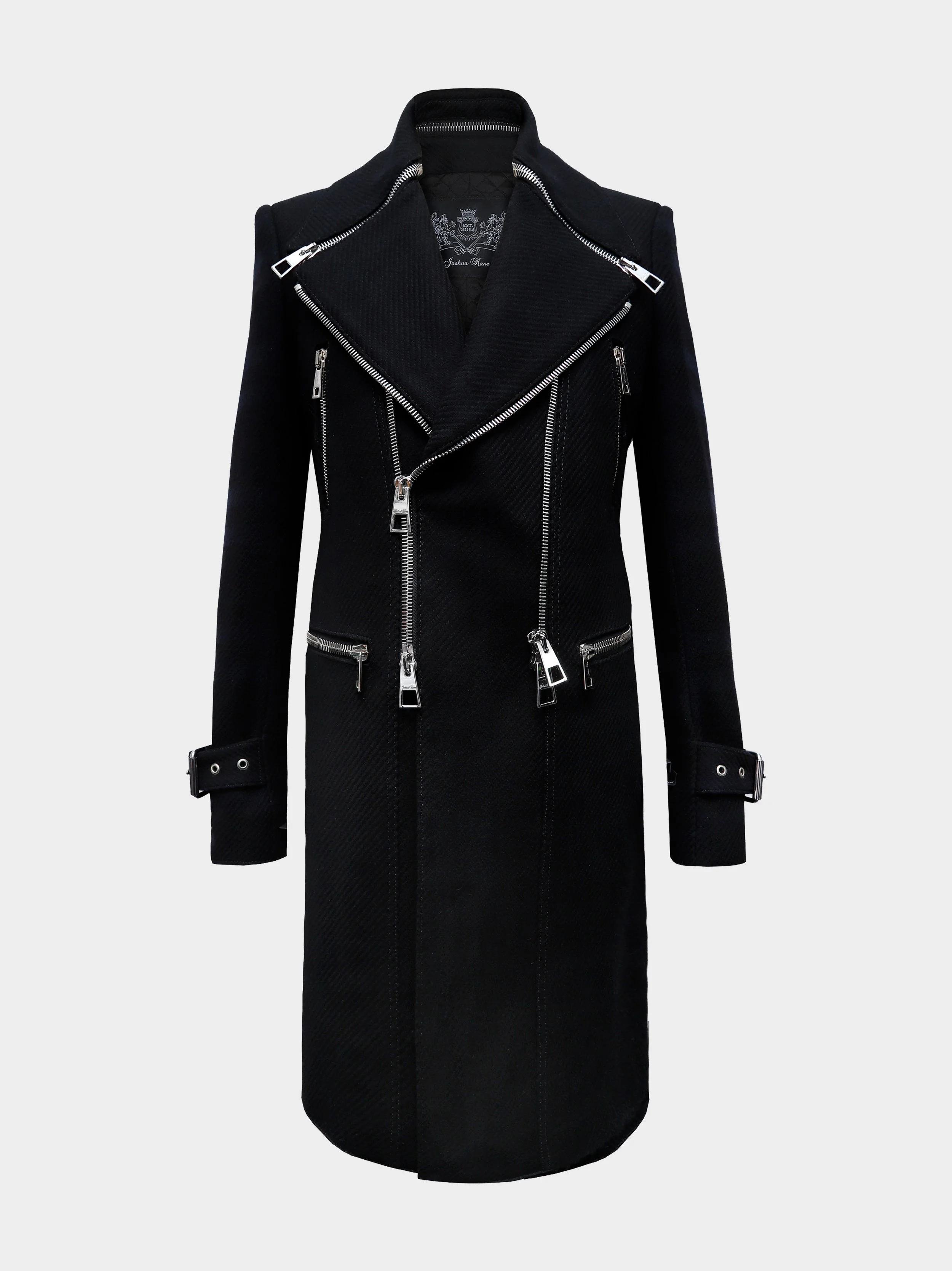 Black Wool Biker Coat
