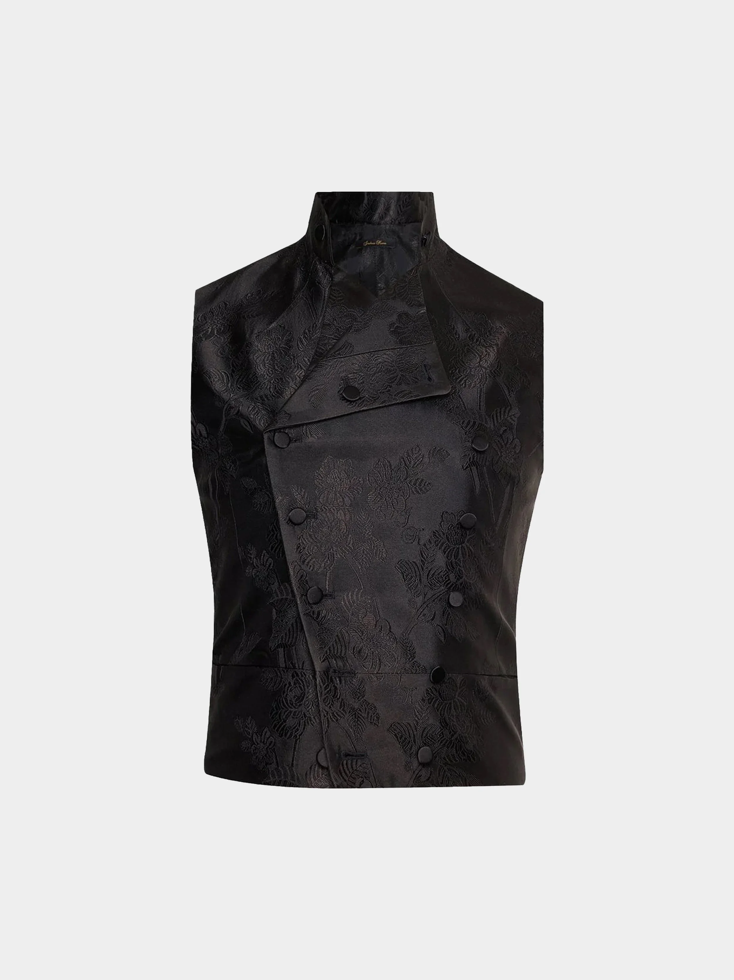 Black Floral Silk Jacquard Waistcoat.jpg