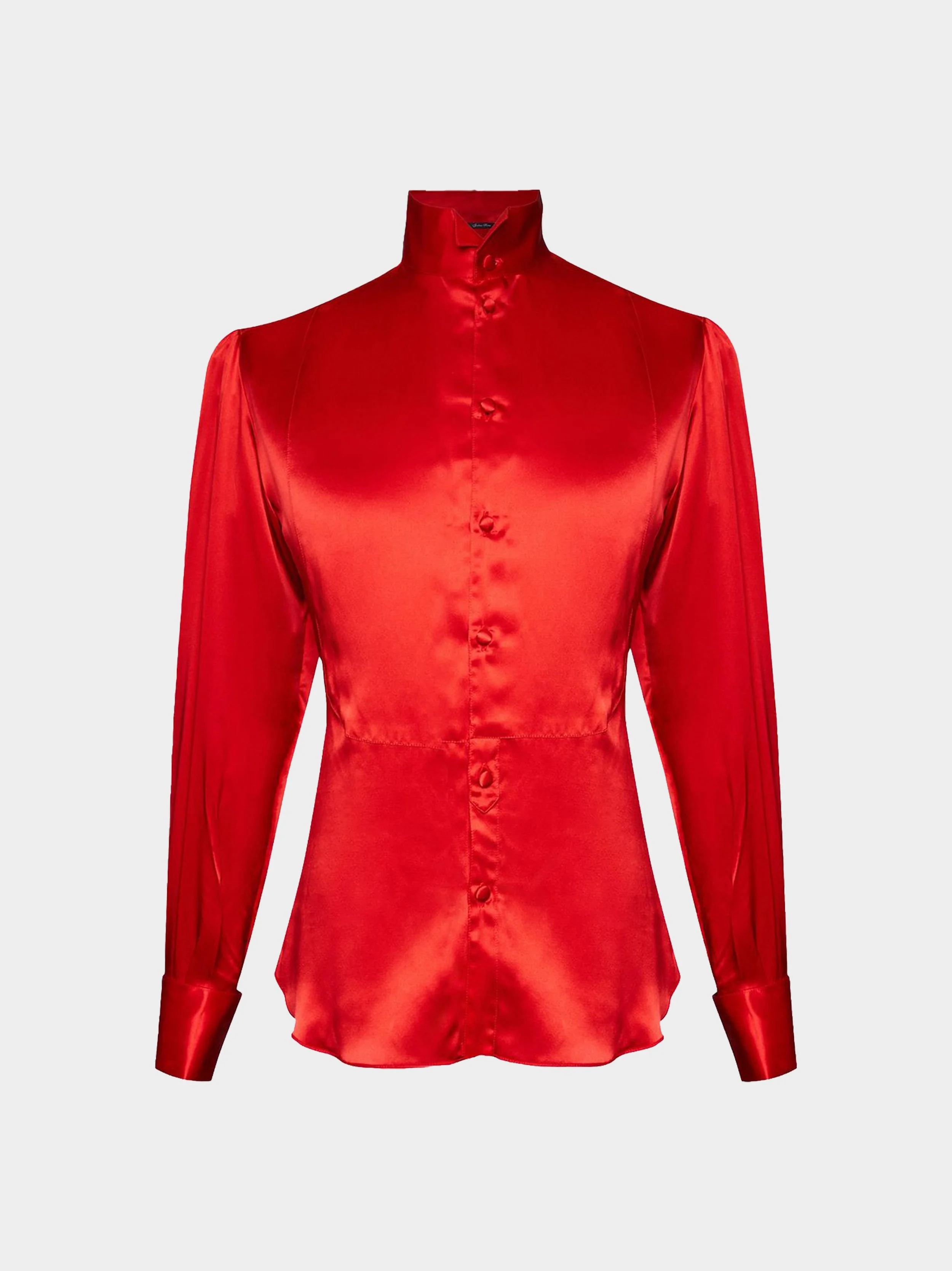 'Pirate Shirt' Red Satin Silk