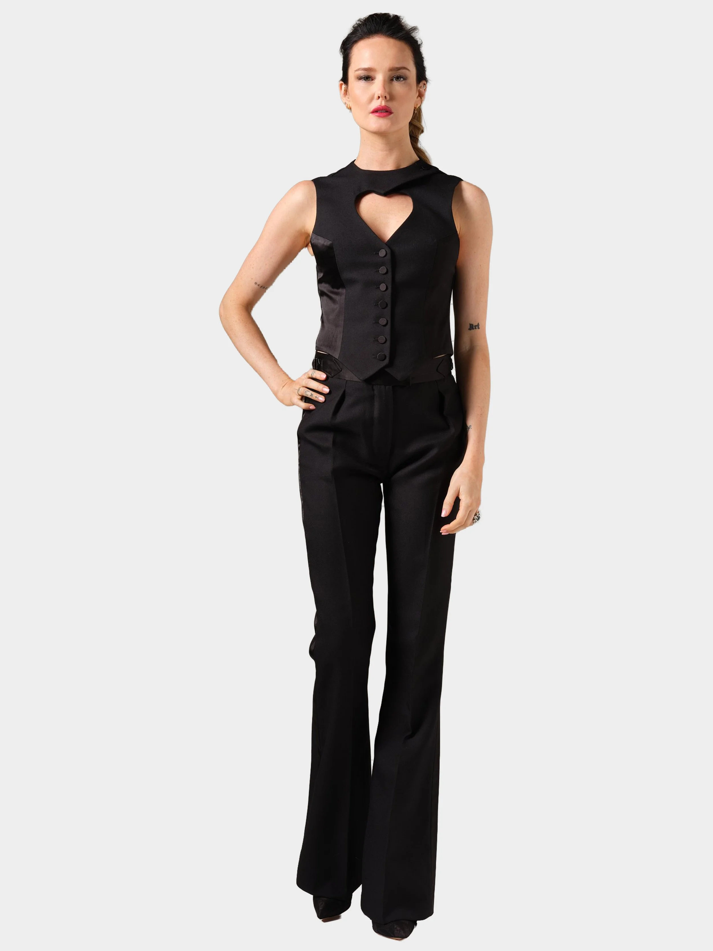 Black Wool Love Heart Waistcoat full front.jpg