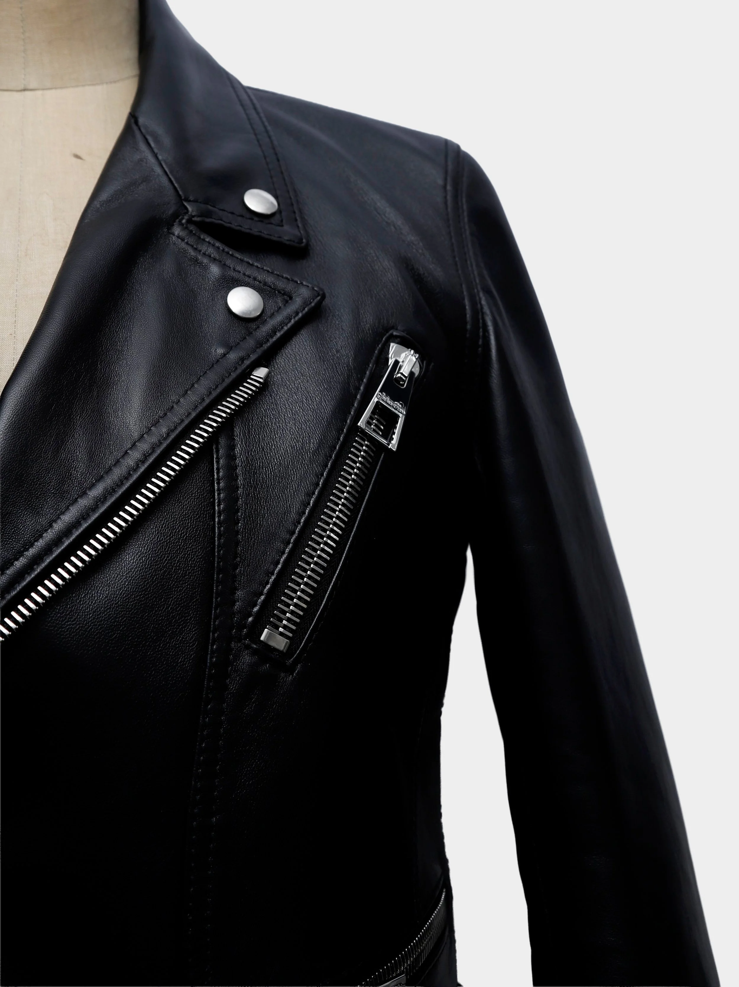 Black Leather Biker Jacket close 2.jpg
