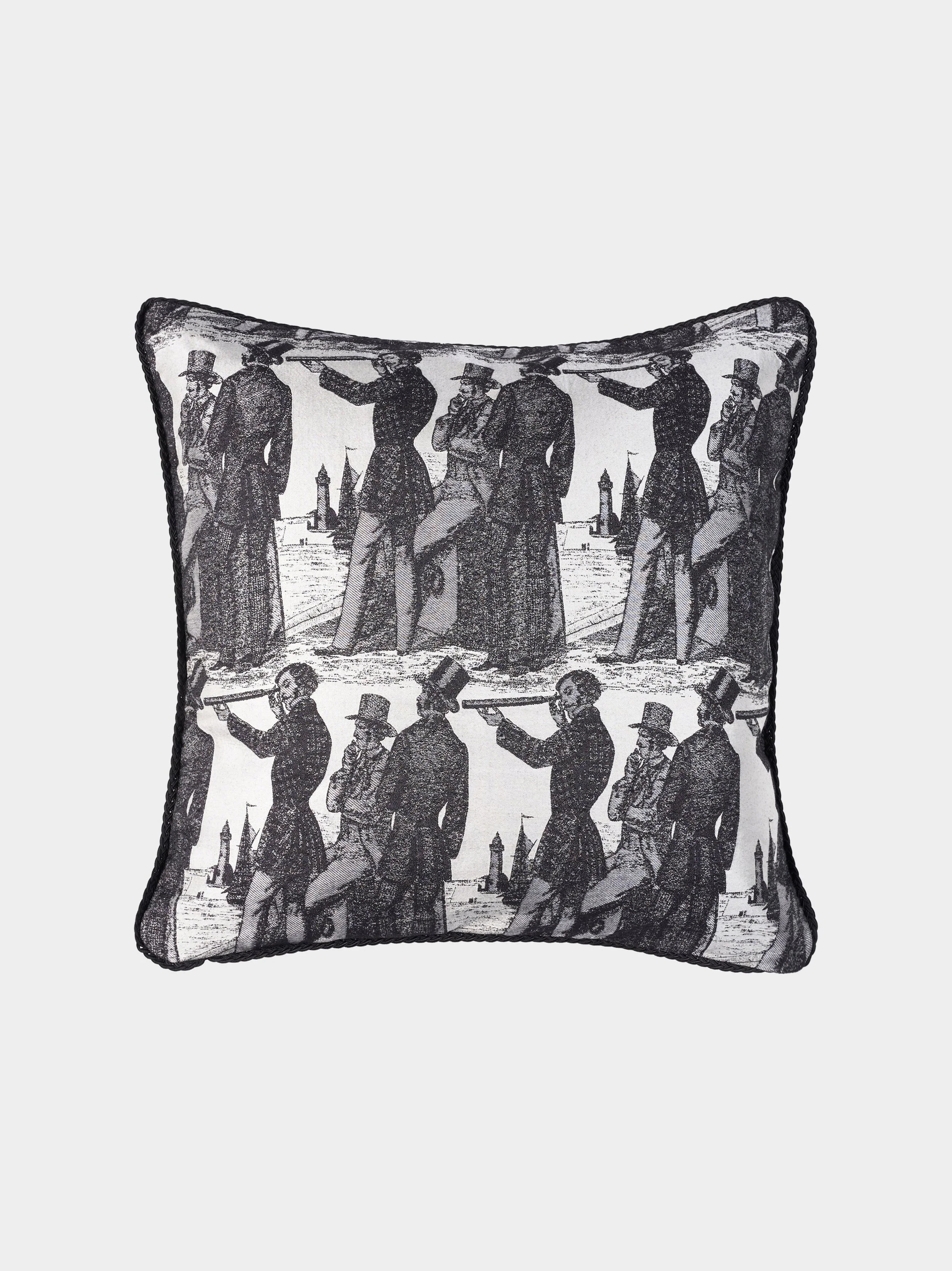 '3 Tailors' And 'Black Pegasus' Silk Jacquard Cushion