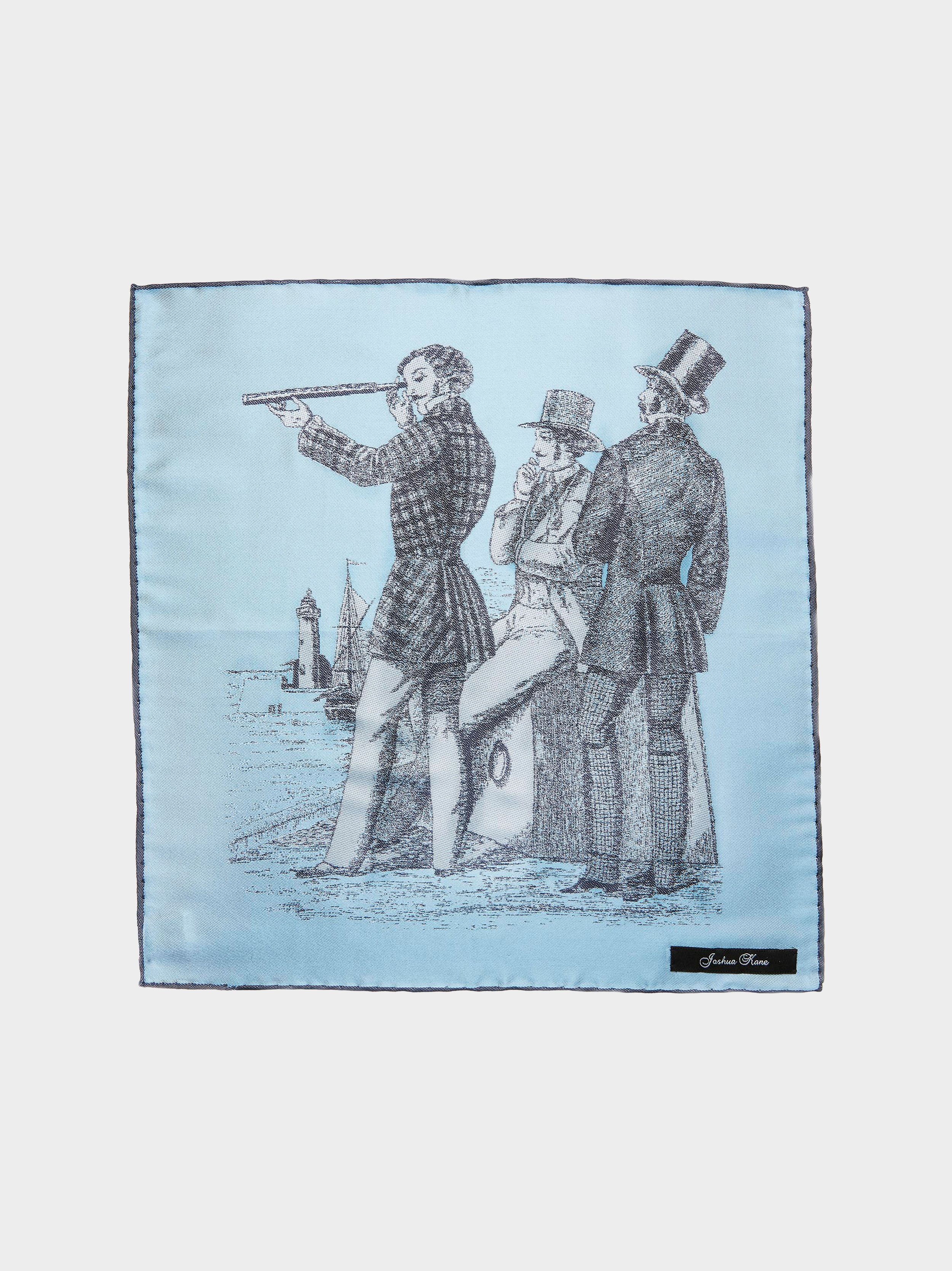 '3 Tailors' Cornflower Blue Silk Pocket Square