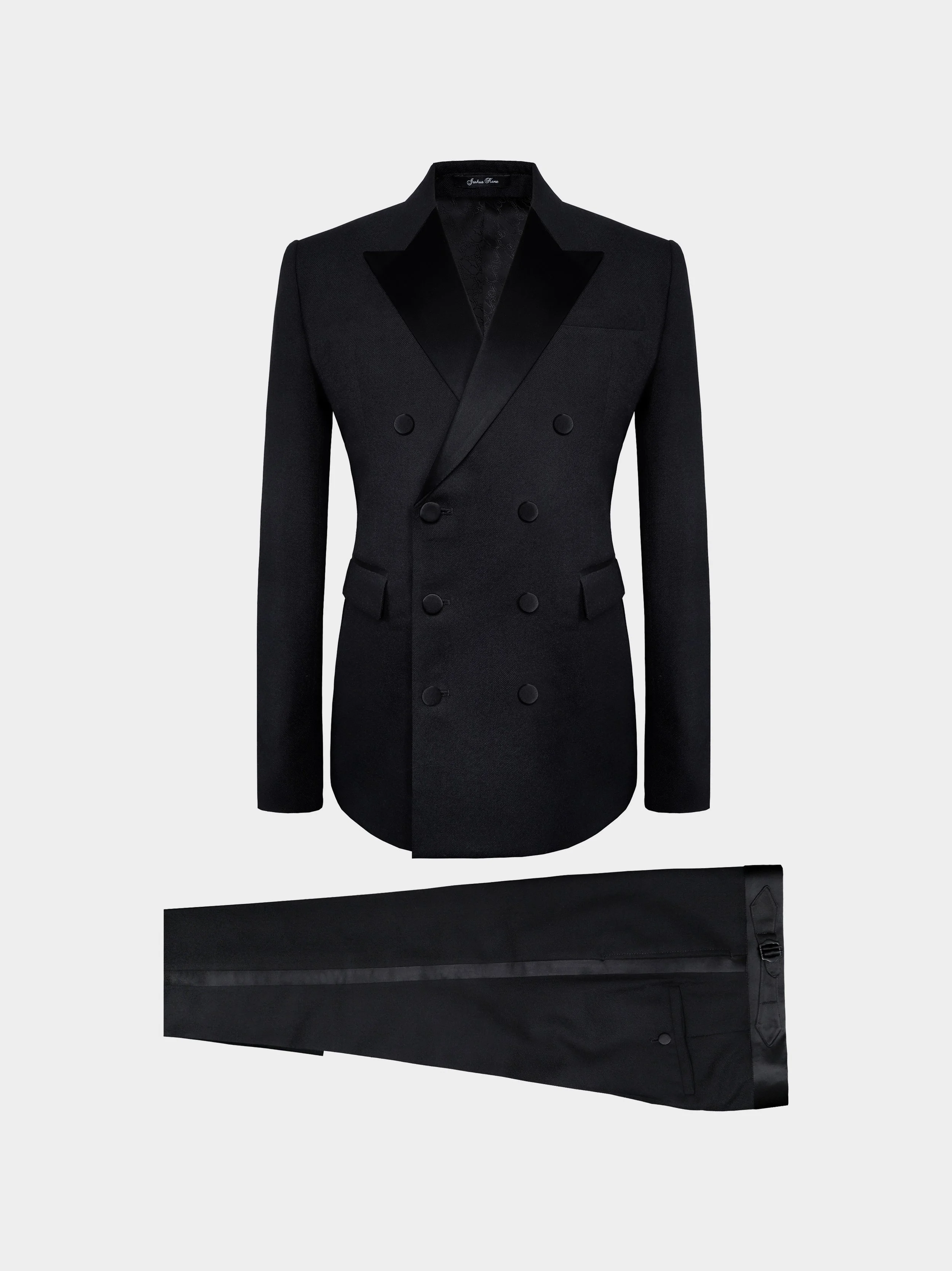 Black Wool And Silk Double Breasted Dinner Suit