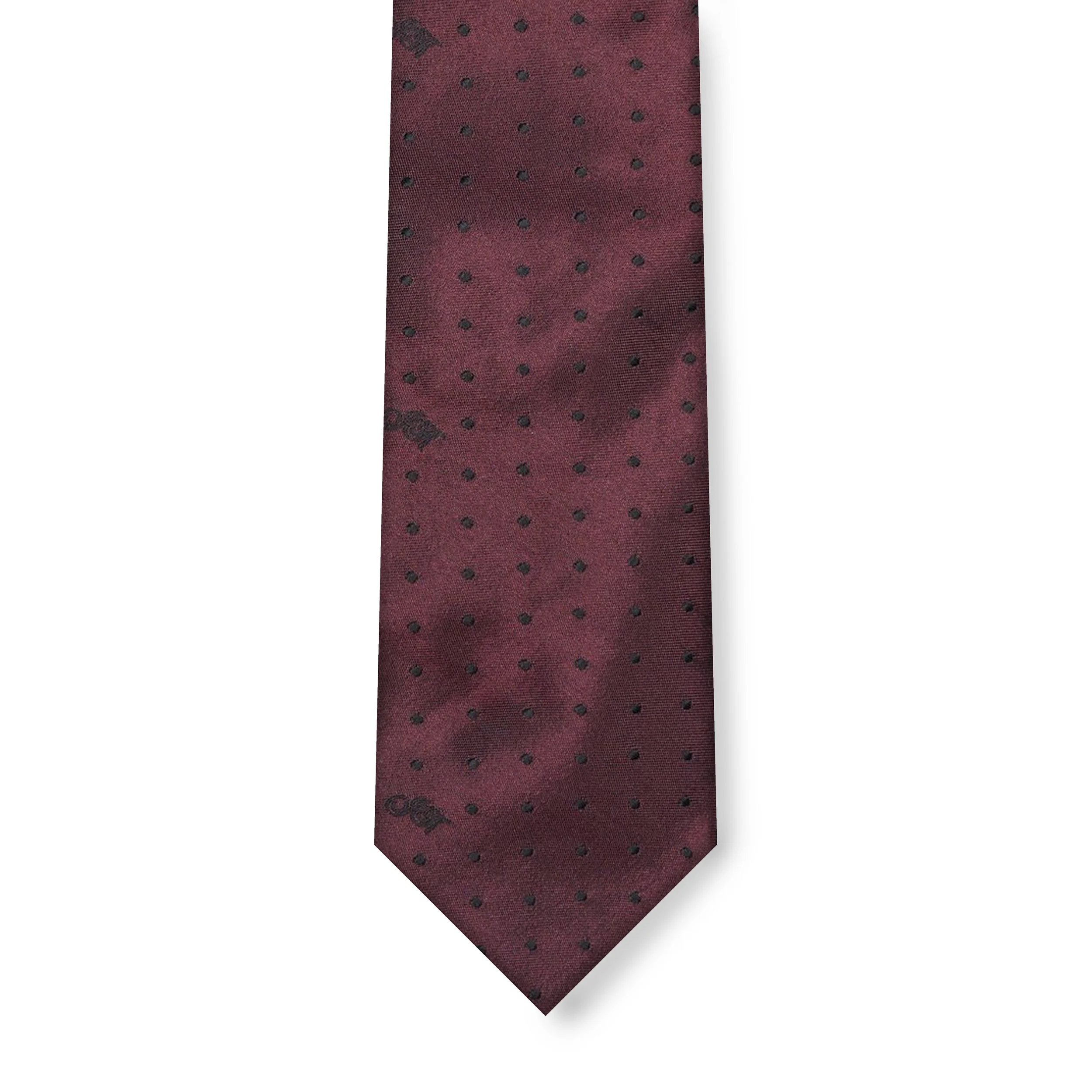 'Burgundy JK Monogram Silk' Wide Necktie