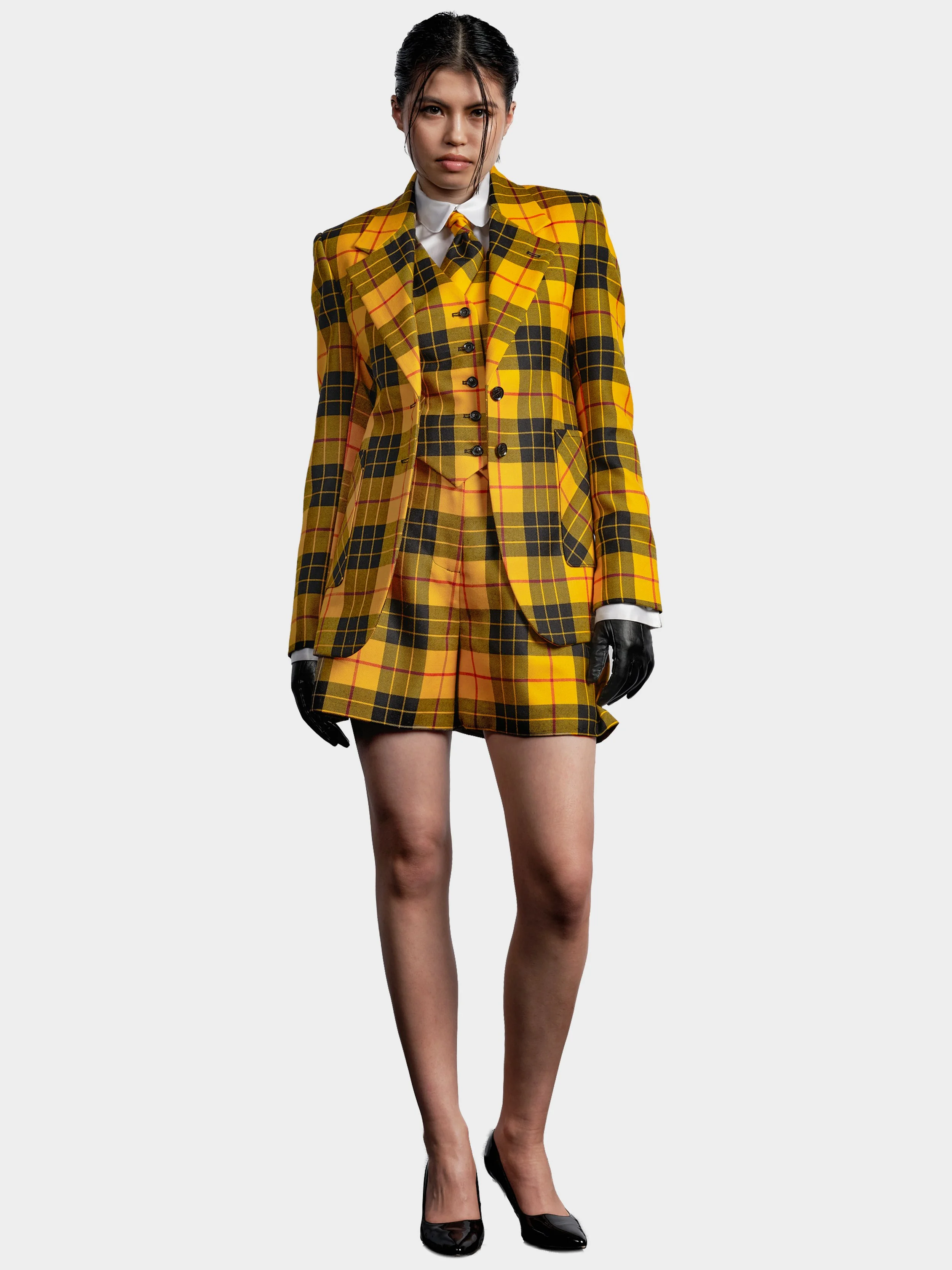 Yellow Tartan Short Suit