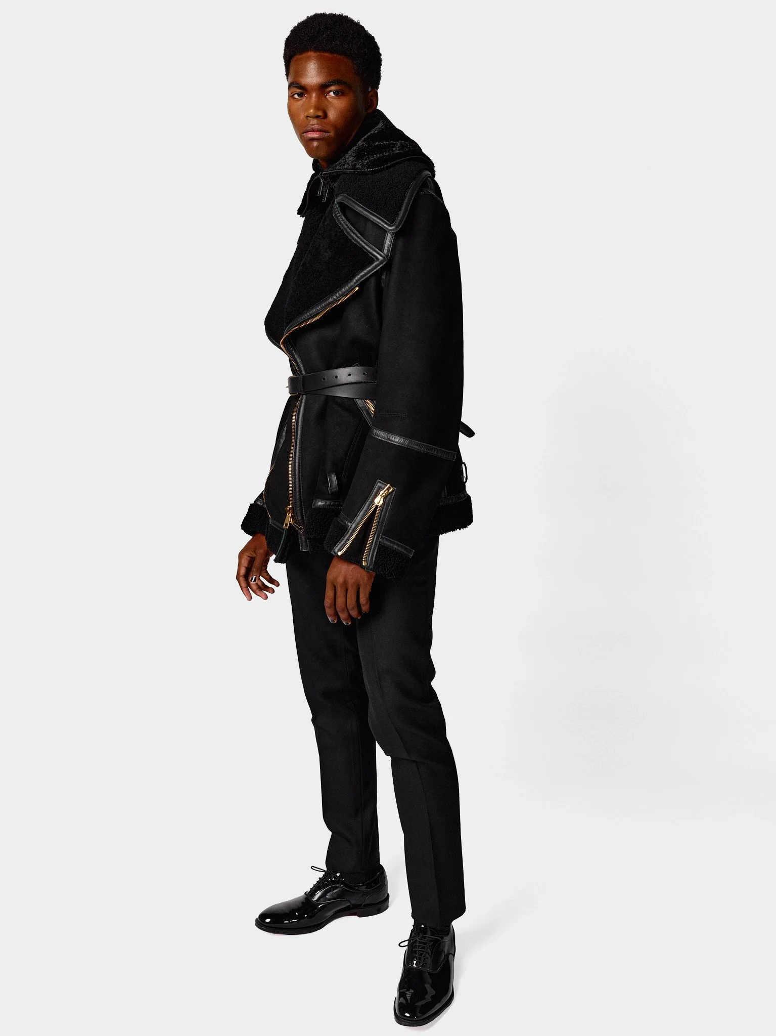 Black Oversized Shearling Jacket front.jpg