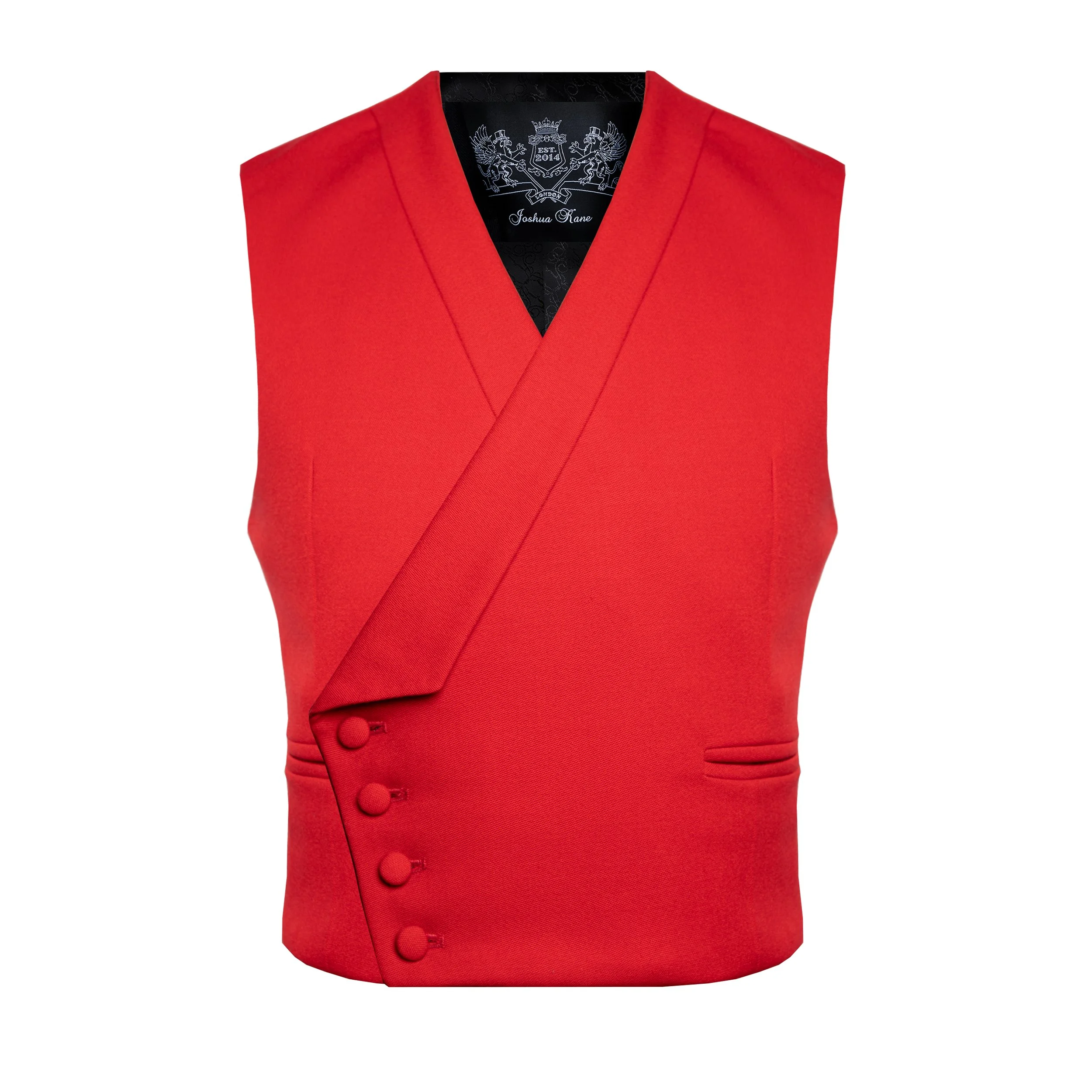 Red Barathea Wool Waistcoat