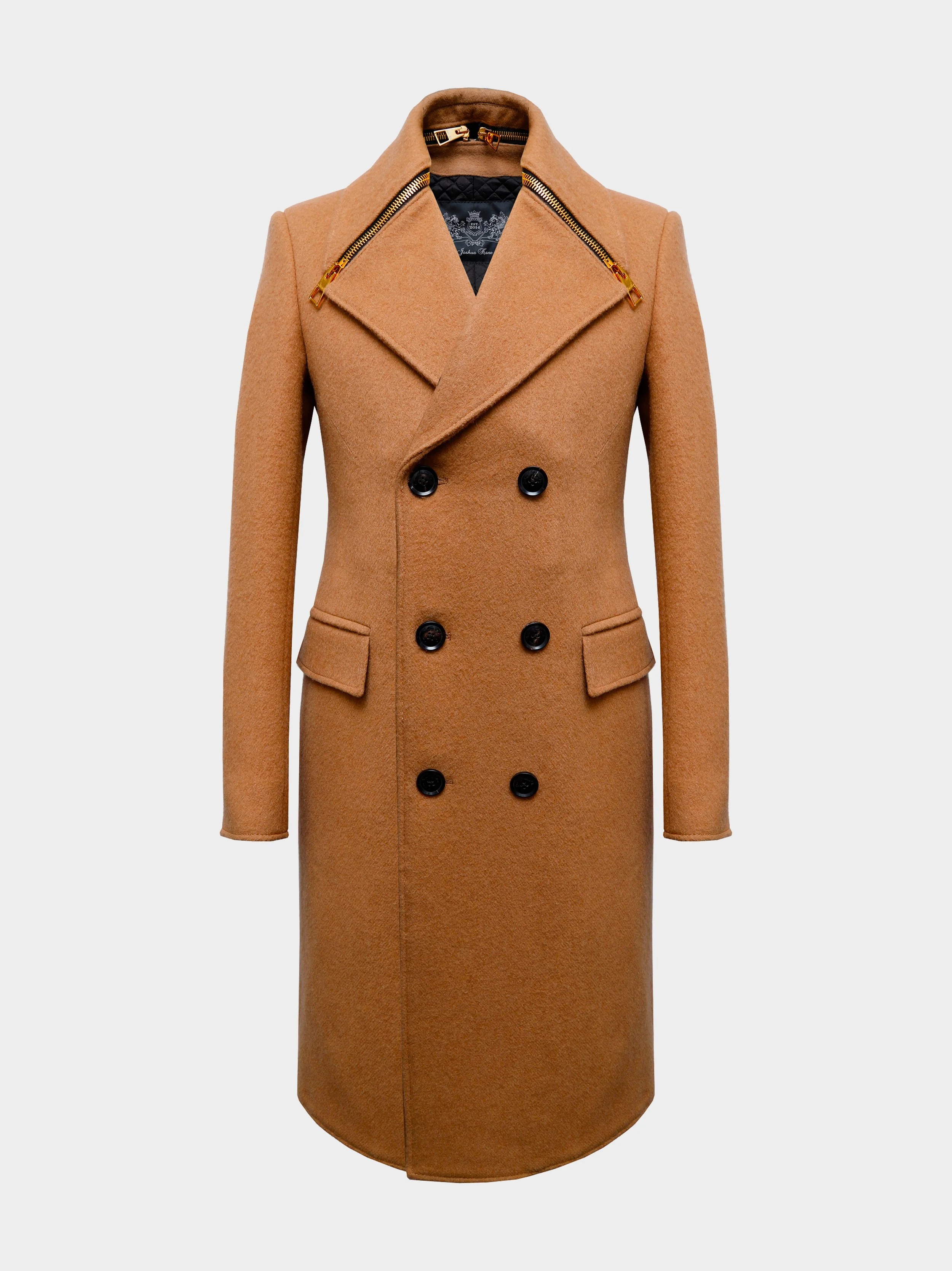 Camel Zip Collar Coat