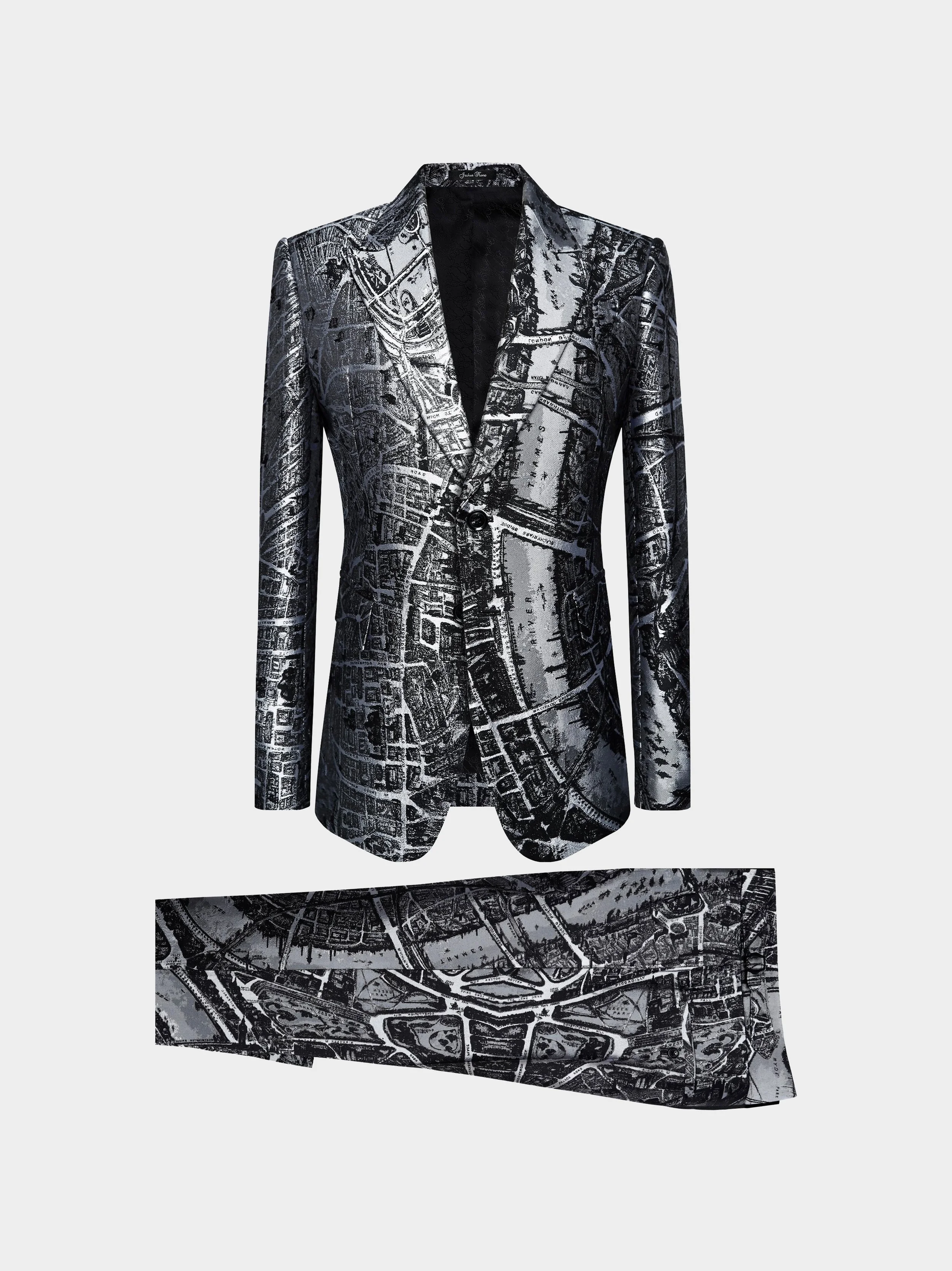 London Map Jacquard Suit