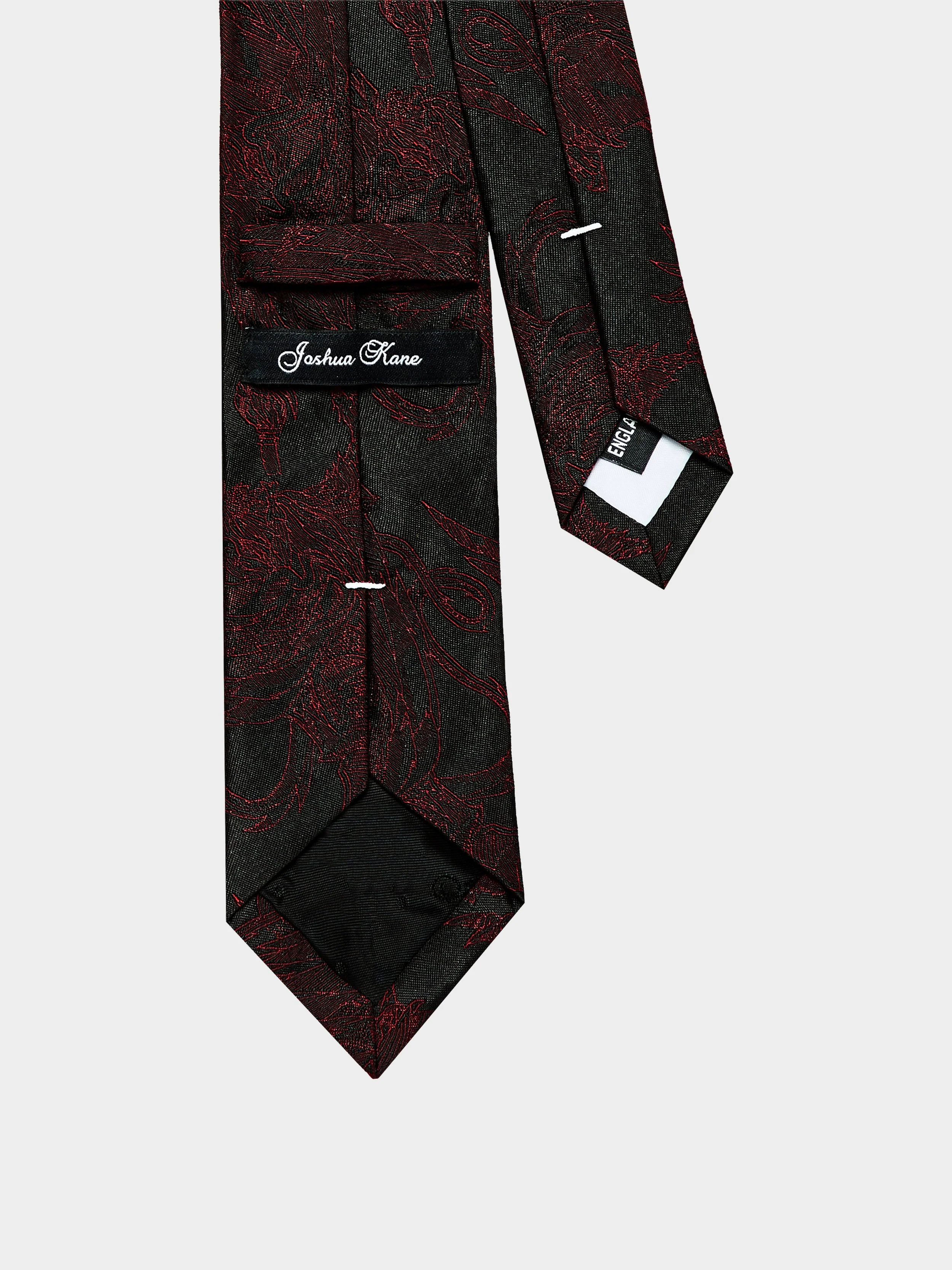 'Black And Burgundy Griffin Silk' Slim Necktie back.jpg
