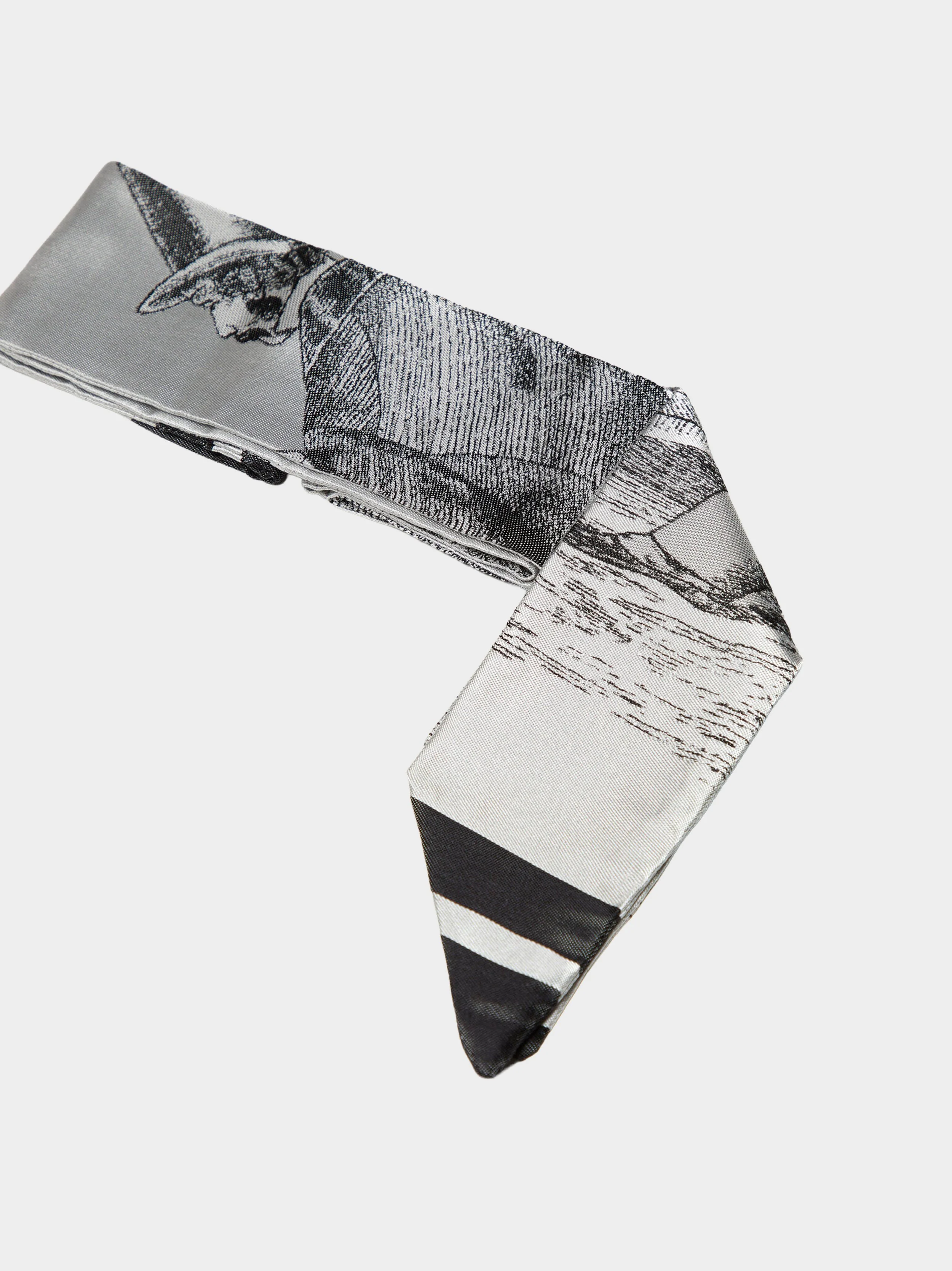 'Black And White 3 Tailors Silk' Cravat Scarf 2.jpg