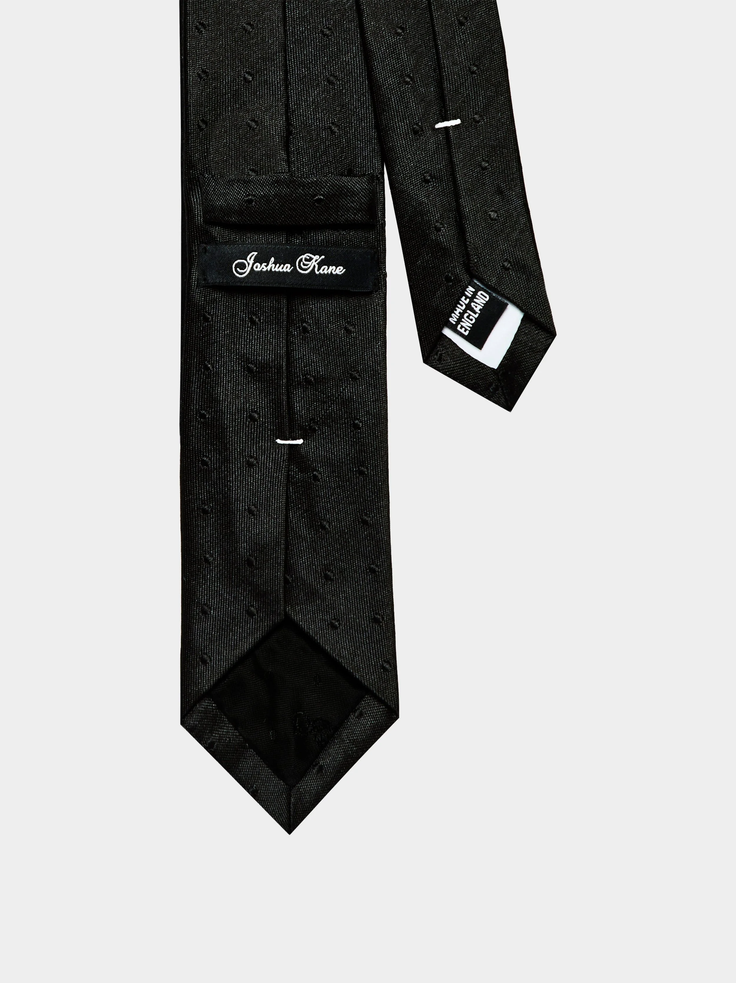 'Black Monogram Polkadot Silk' Slim Necktie back.jpg