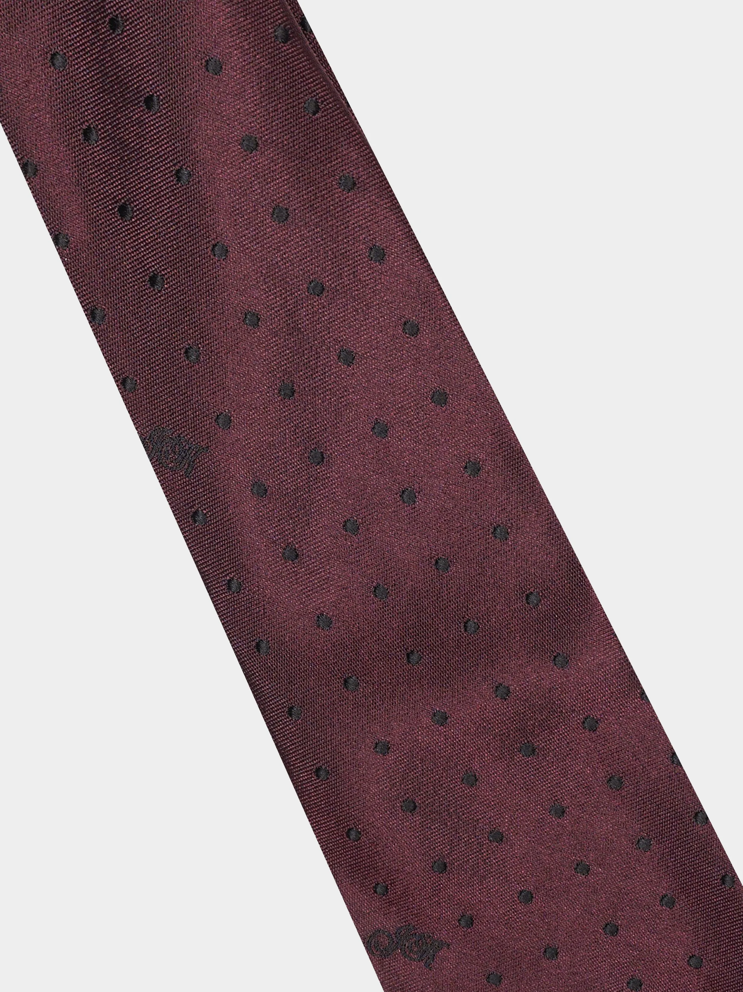 'Burgundy JK Monogram Silk' Wide Necktie diag.jpg