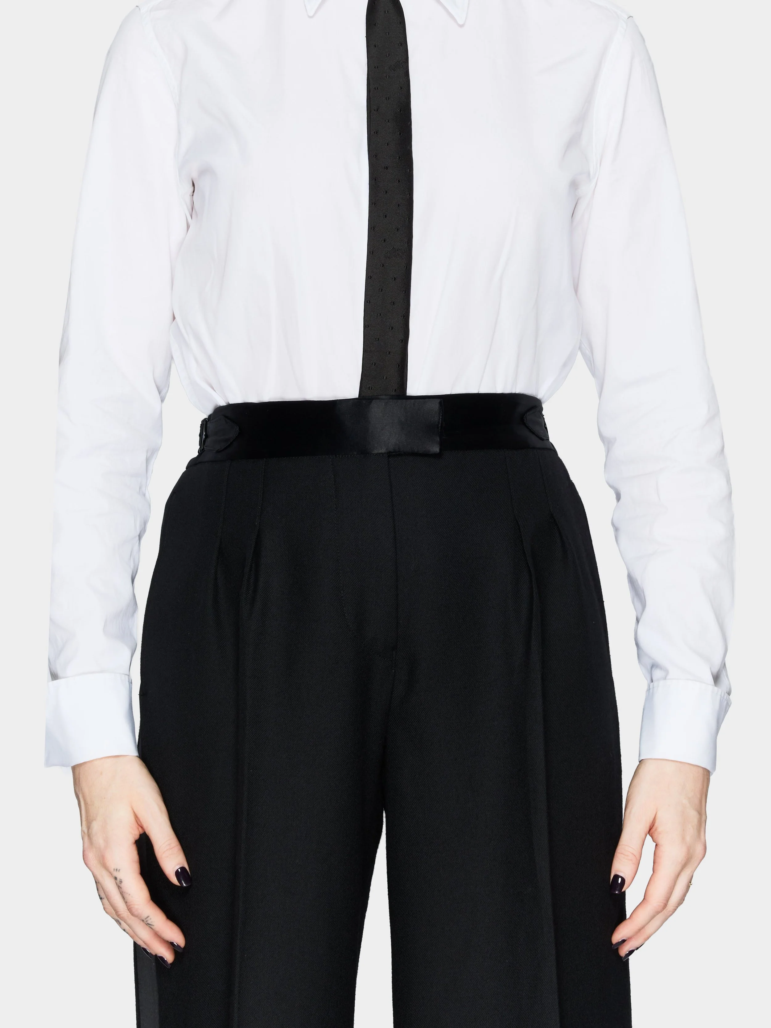 Black Wool And Silk Wide Leg Trousersclose.jpg