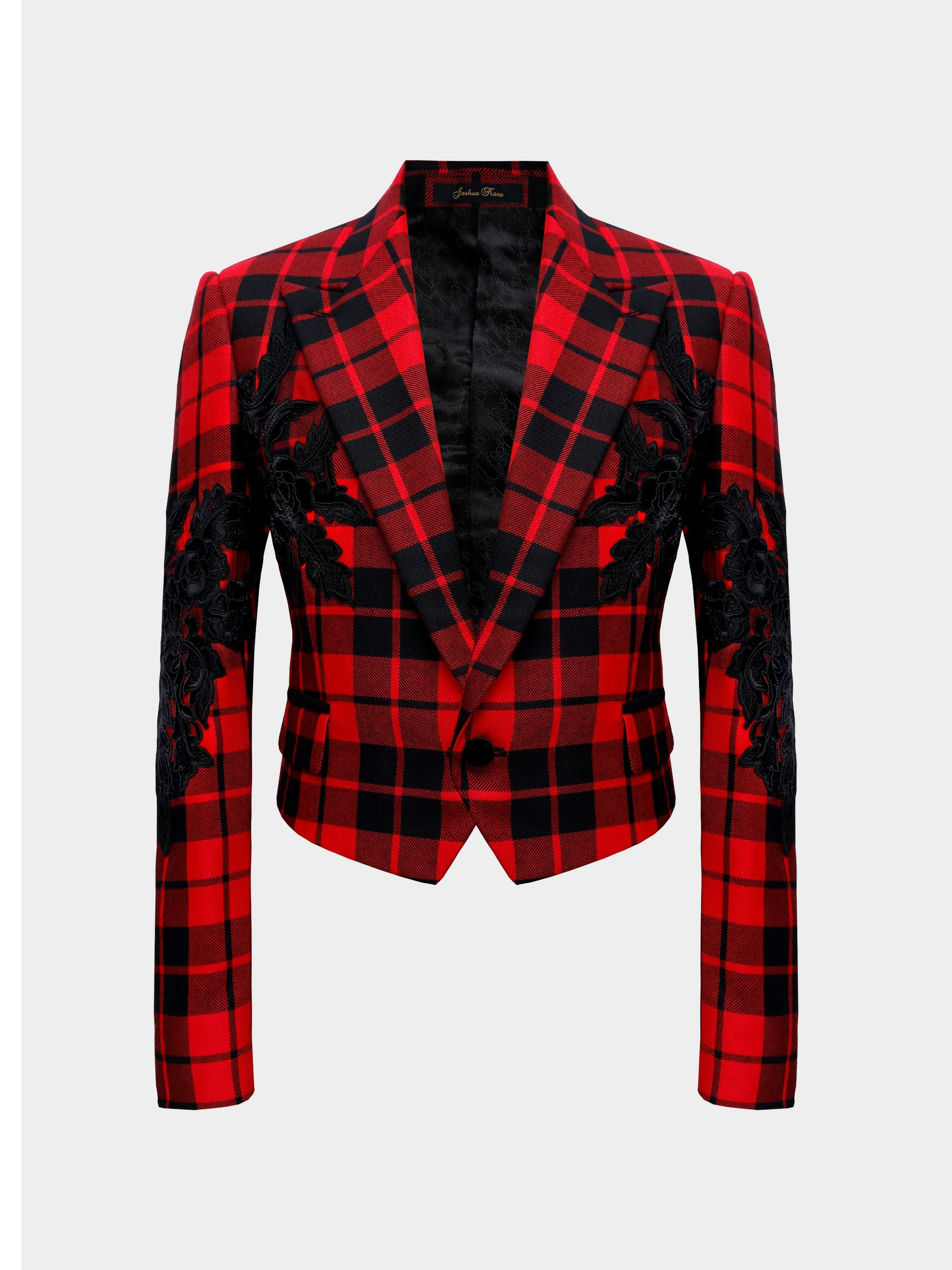Tartan And Black Rose Jacket