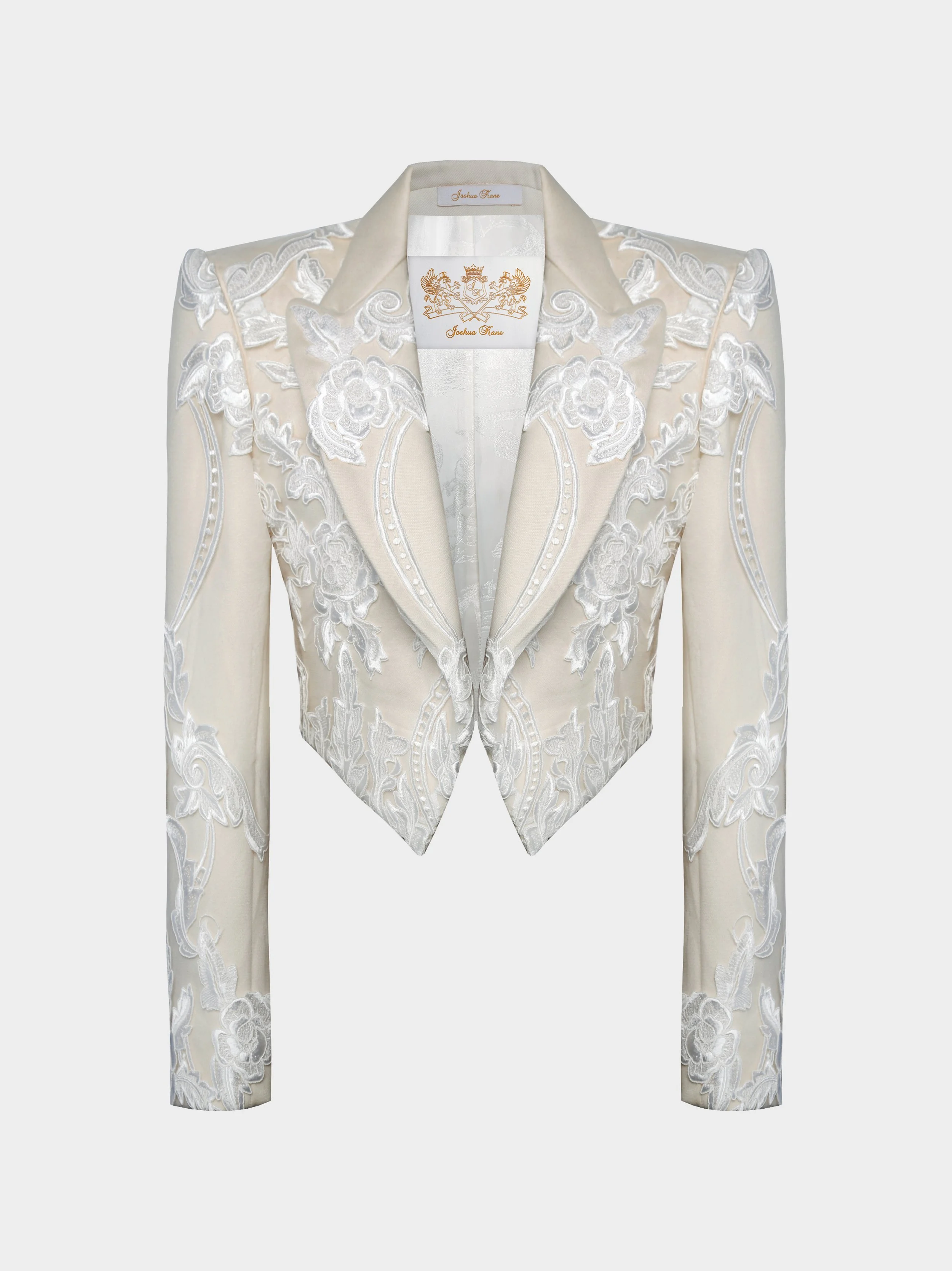 Ivory Wool And White Embroidery Rose Jacket