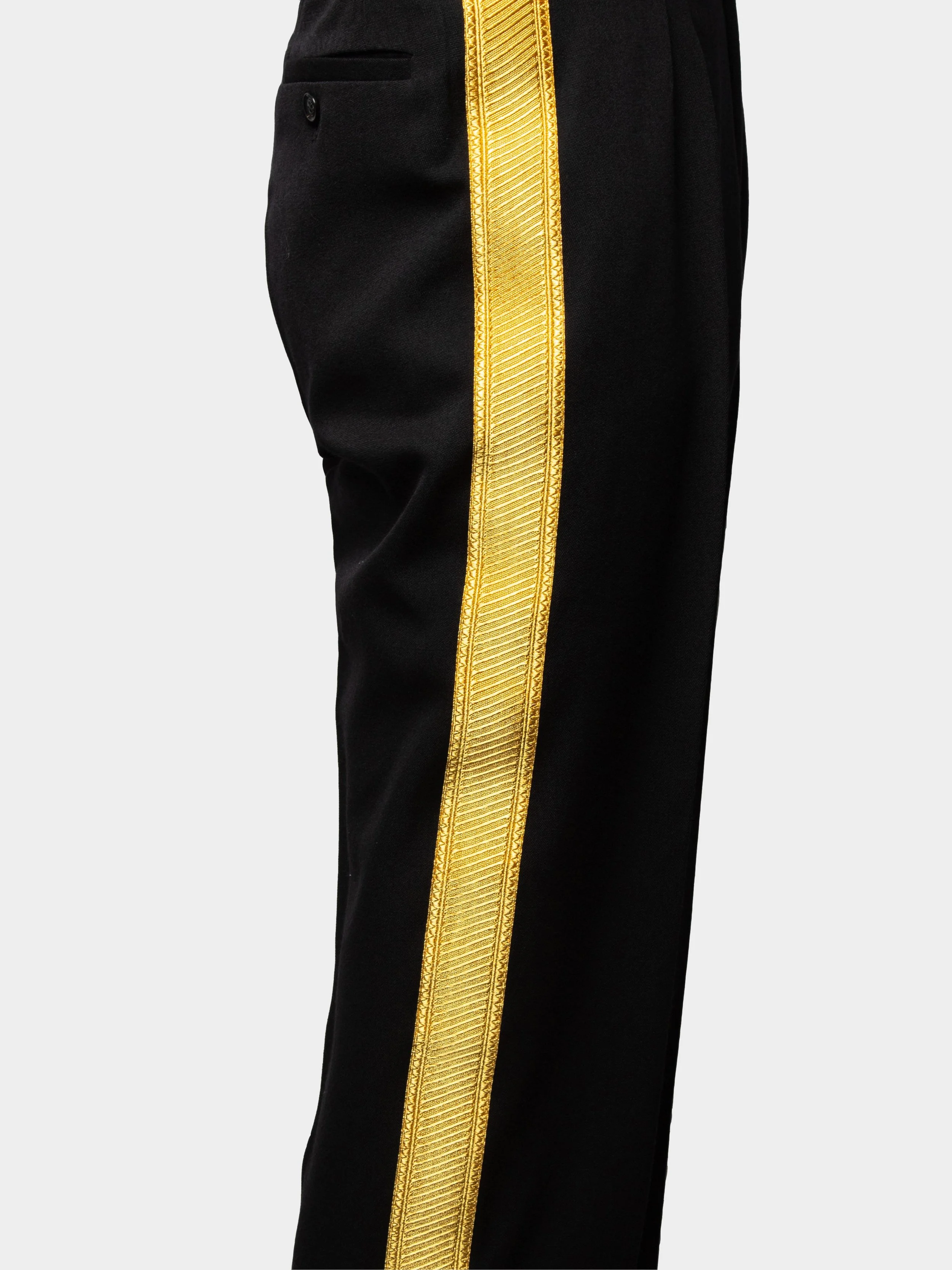 Black Straight Leg, Gold Trim Trousers 4.jpg