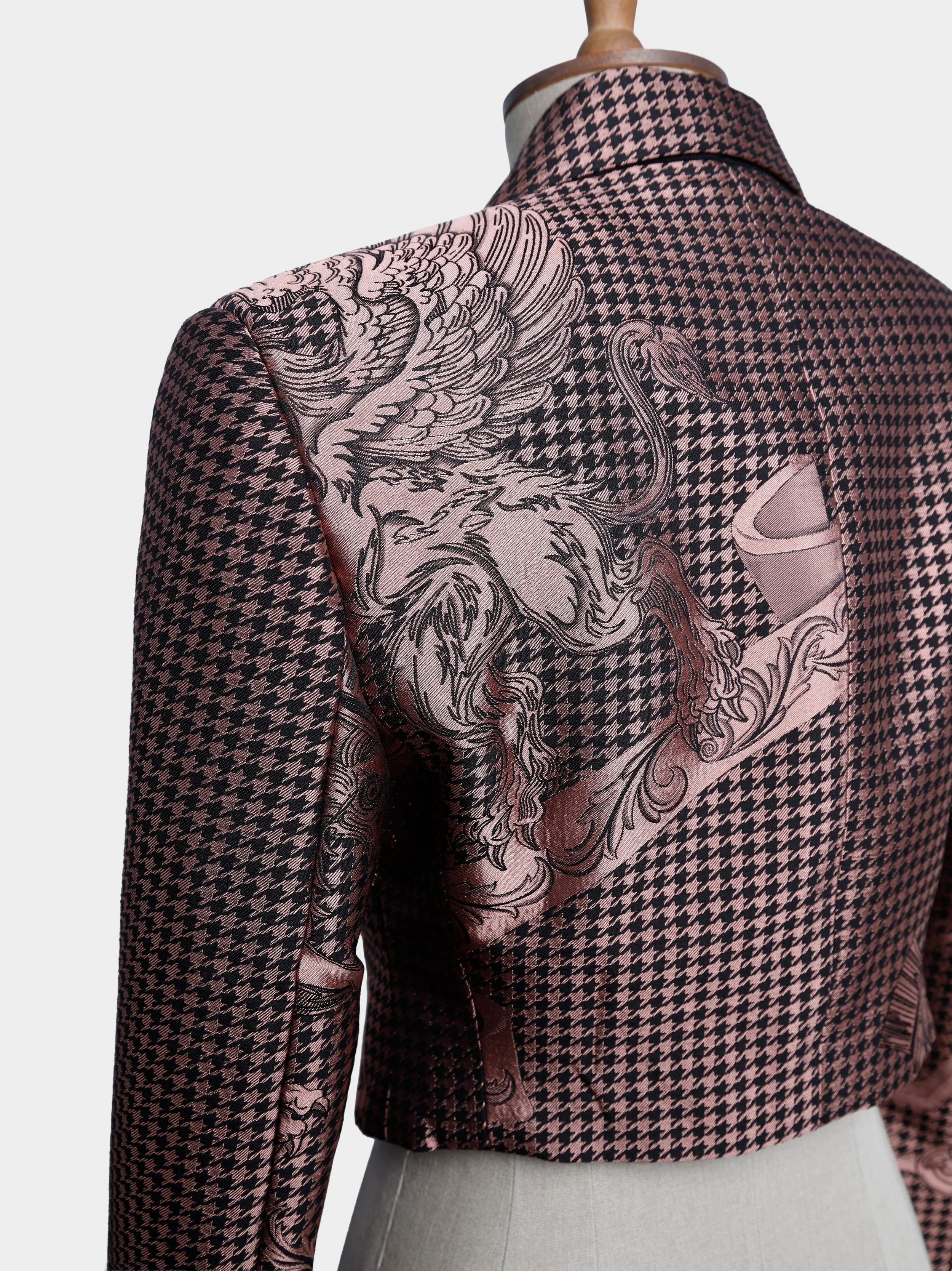 Rose Gold Houndstooth Crest Jacquard Jacketbackclsoe.jpg