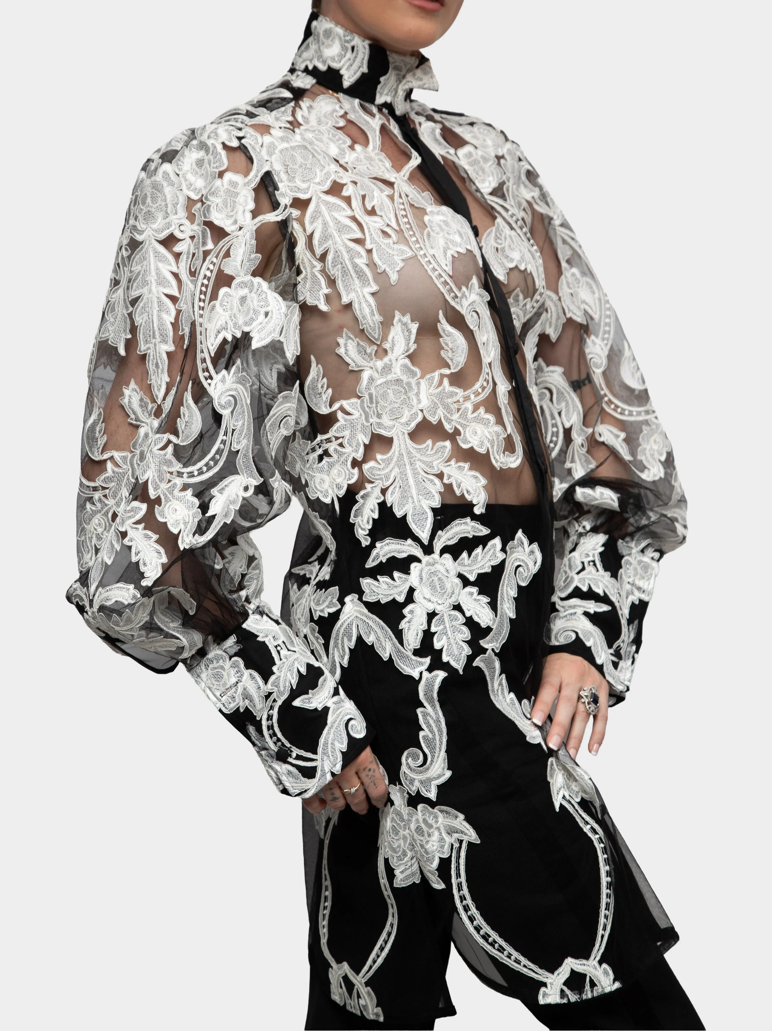 Black And White Embroidery Long Shirt 2.jpg