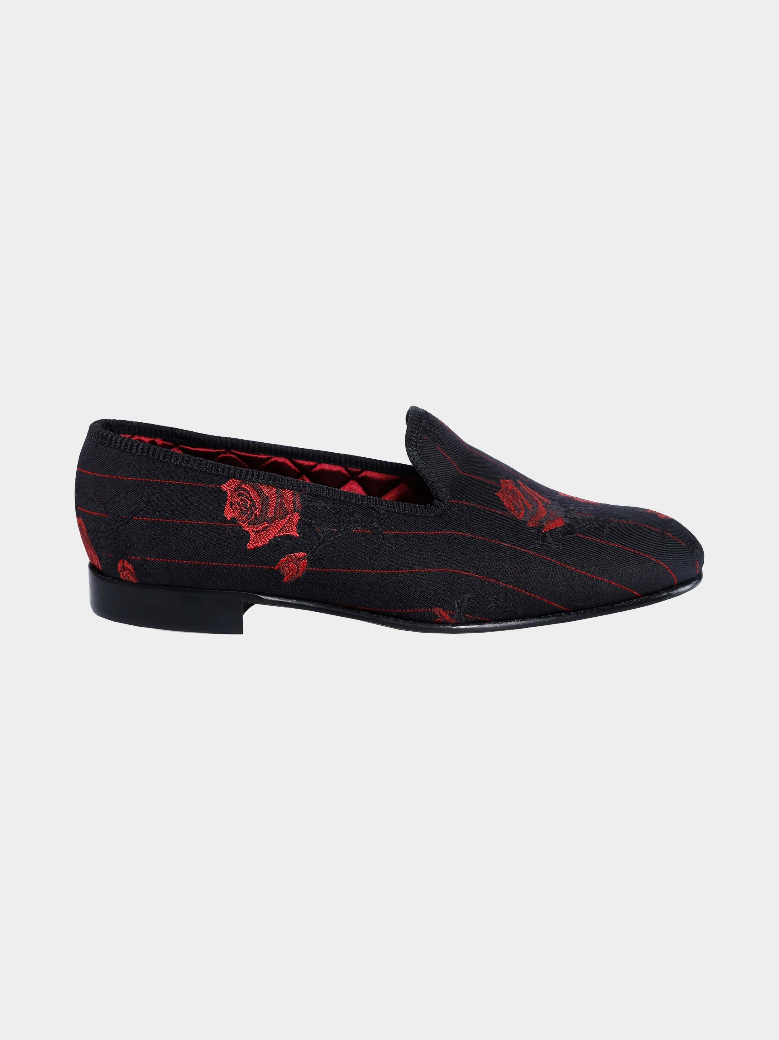 Red Rose Pinstripe Dress Slipper
