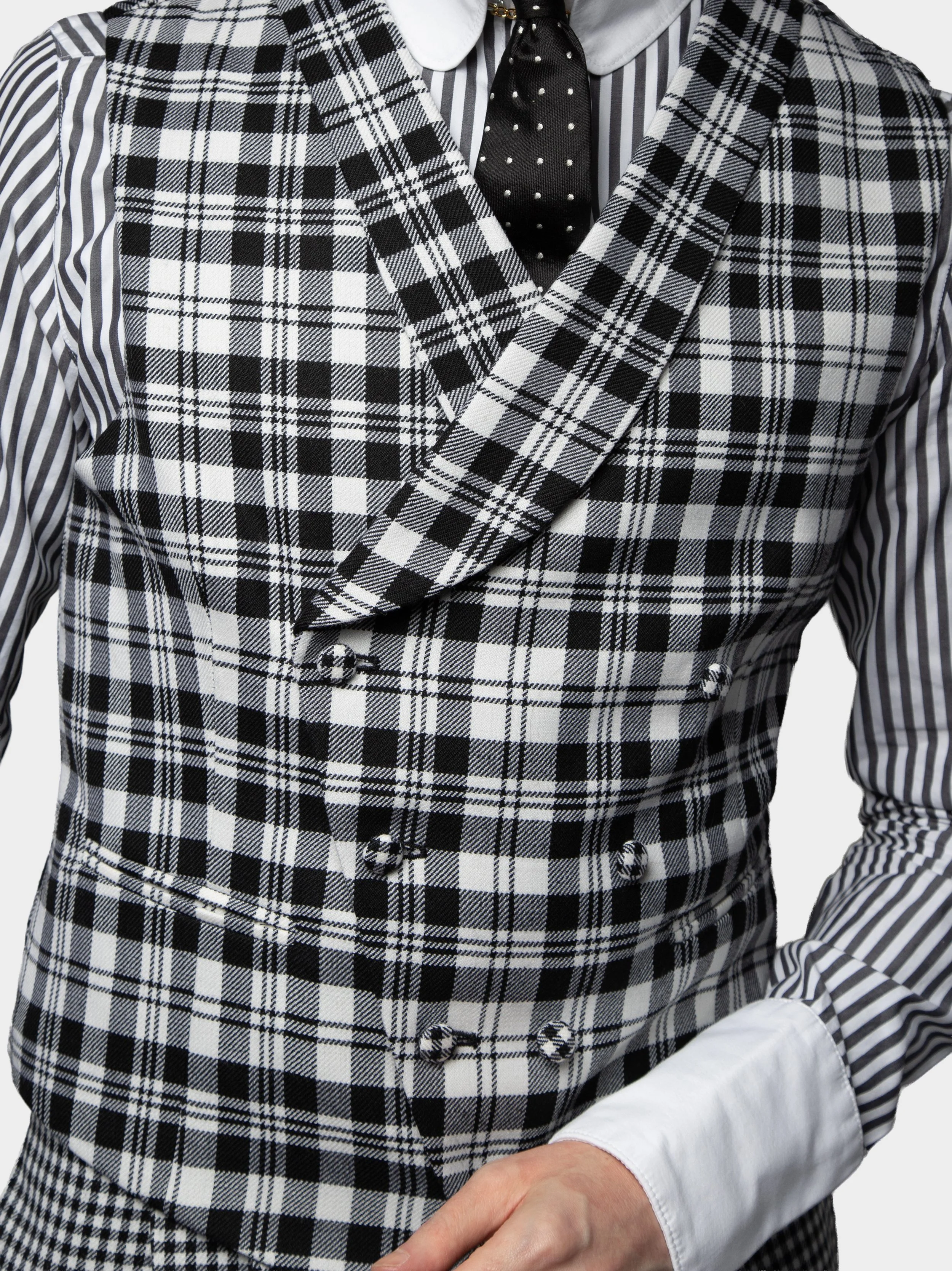Black And White Tartan Waistcoat close.jpg