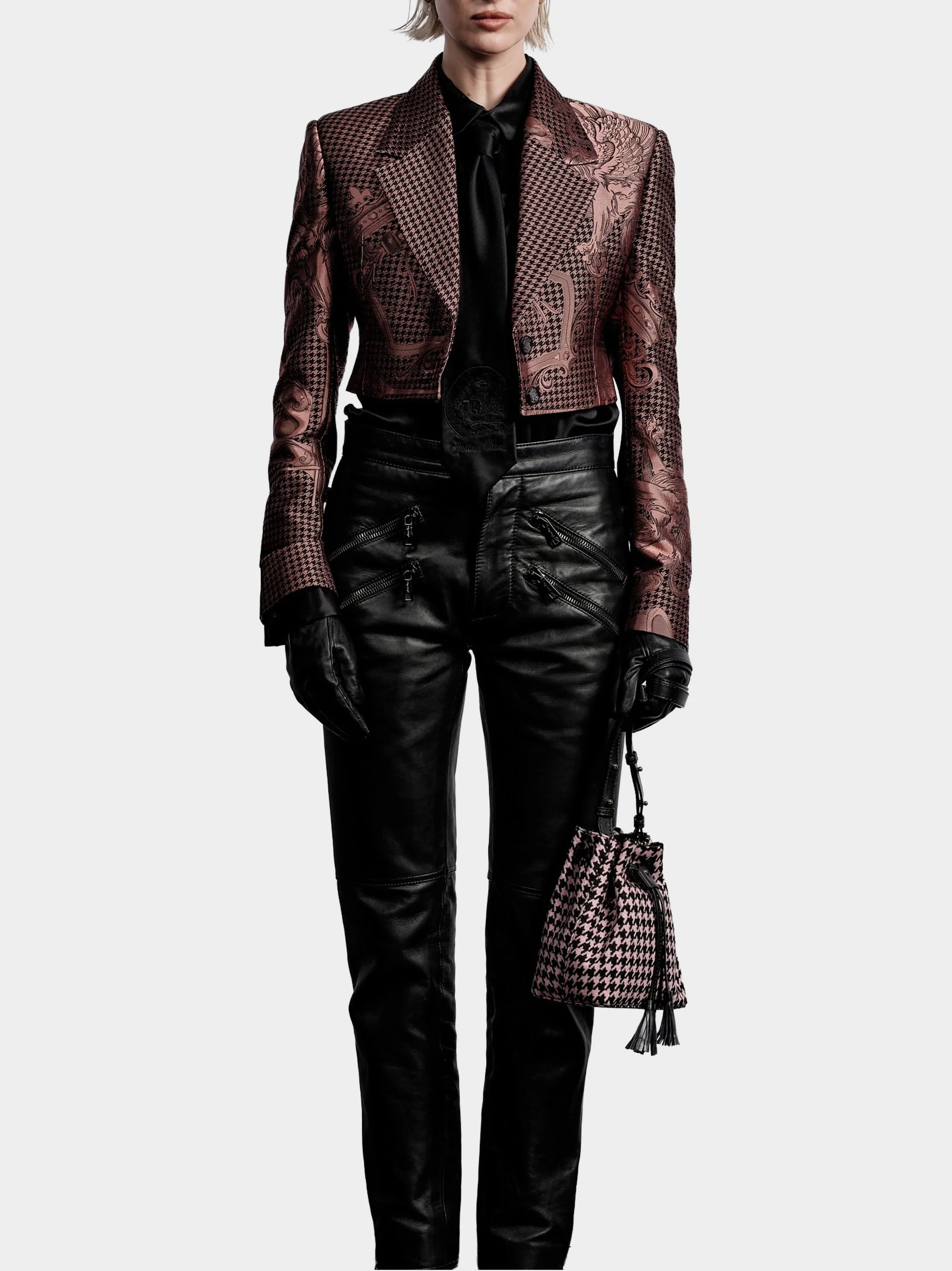 Rose Gold Houndstooth Crest Jacquard Jacketfront.jpg