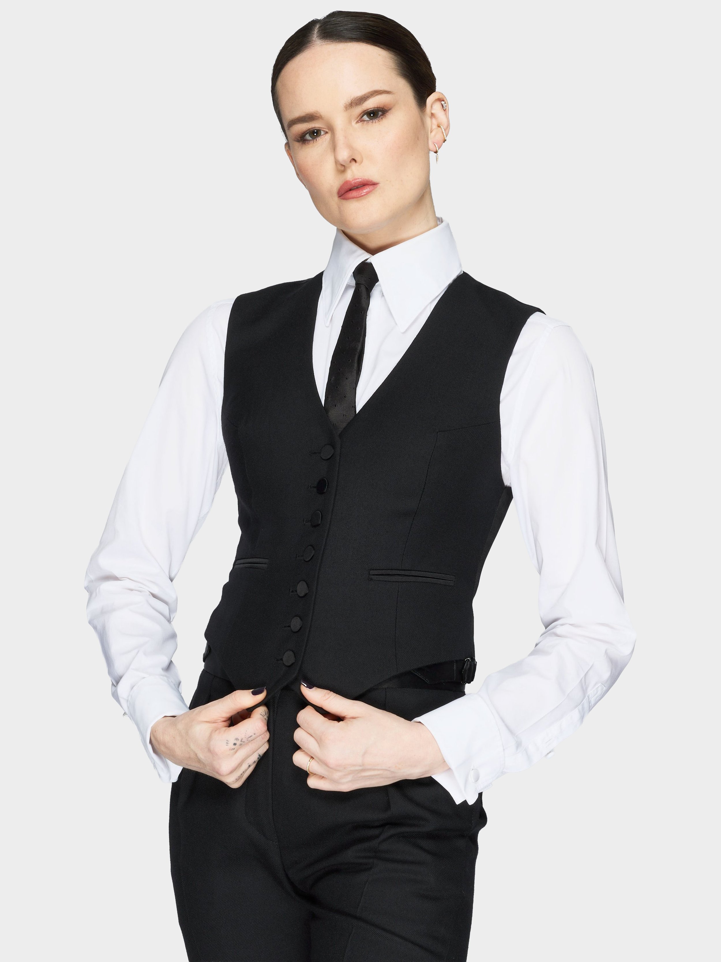 Black Wool And Silk Waistcoatfront.jpg