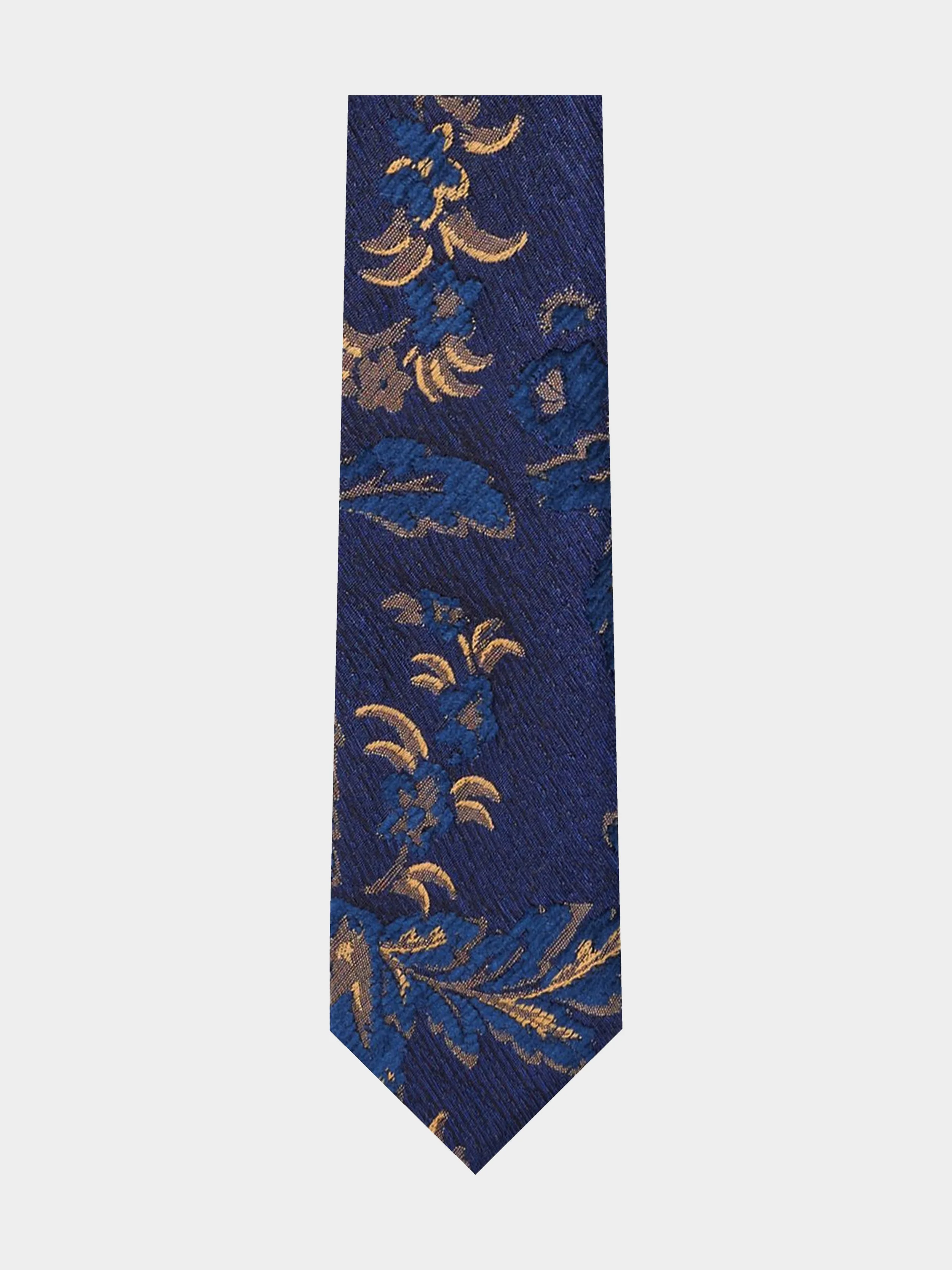 'Blue Floral Flock' Slim Necktie