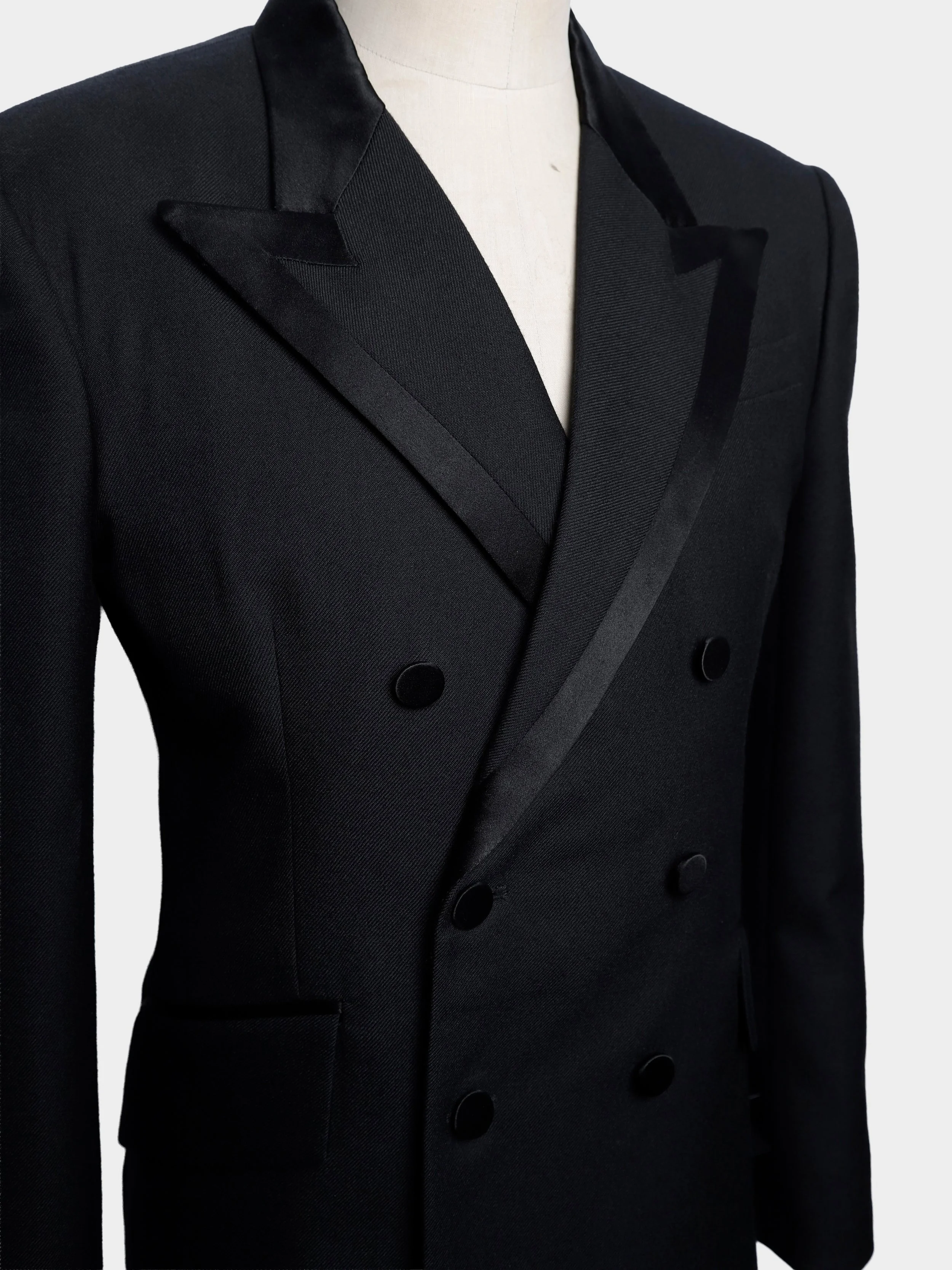 Black Wool And Silk Double Breasted Dinner Suit.jpg
