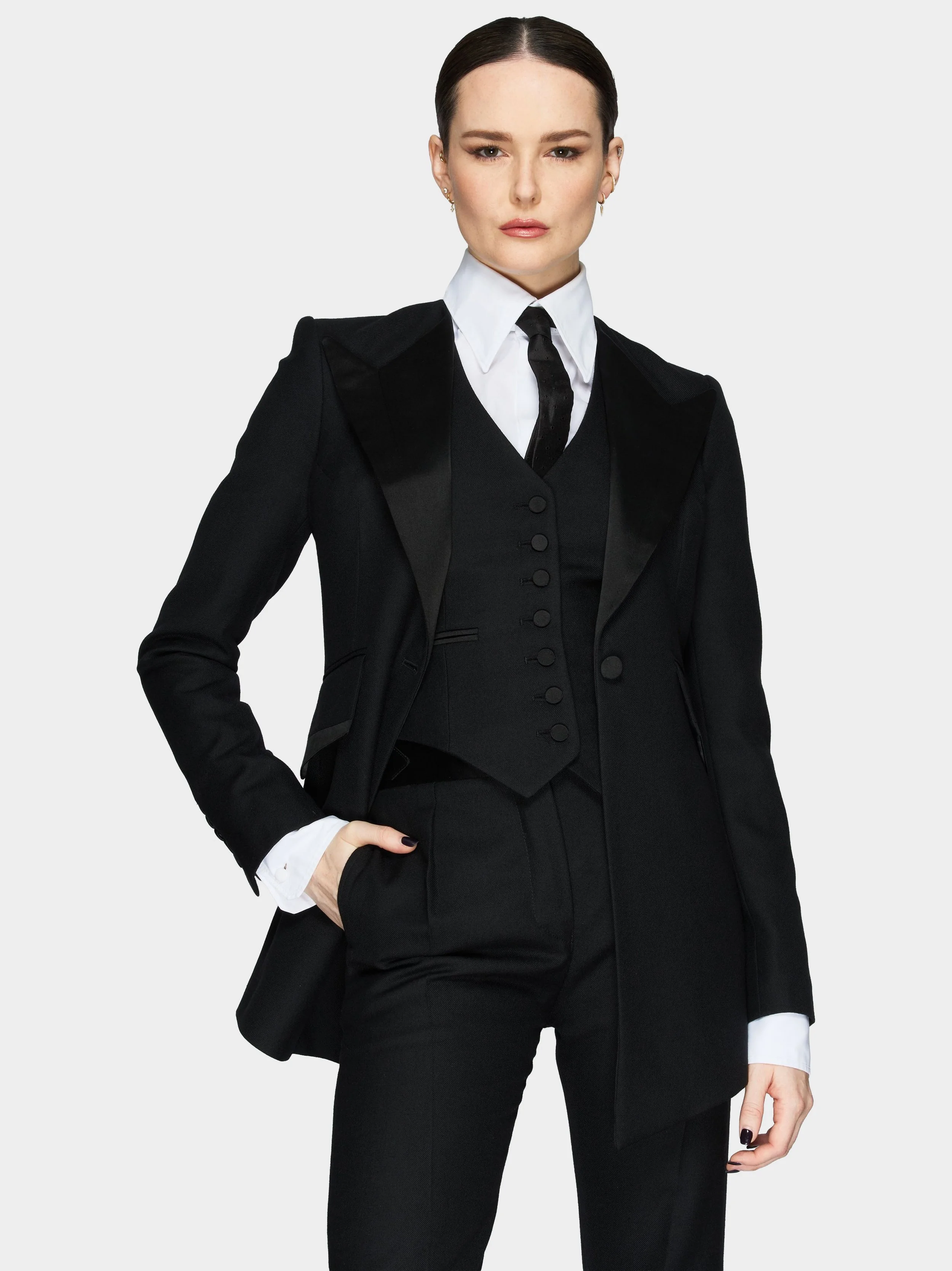 Drop Front Black Wool and Flair 2-Piece Suitfront.jpg
