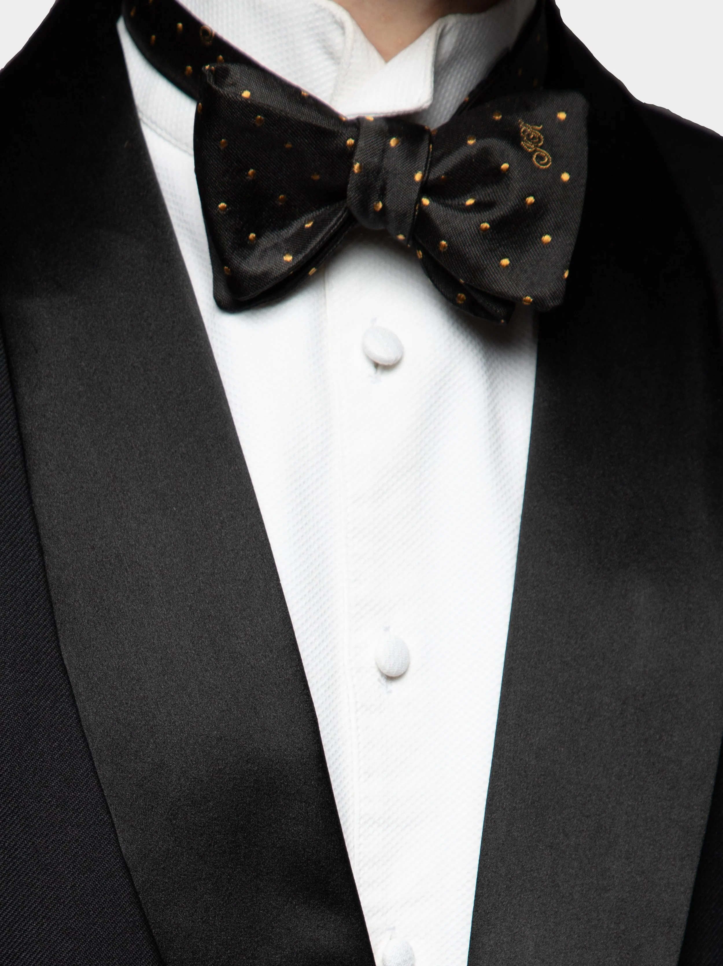 Gold Monogram Polkadot Silk Bowtie 2.jpg